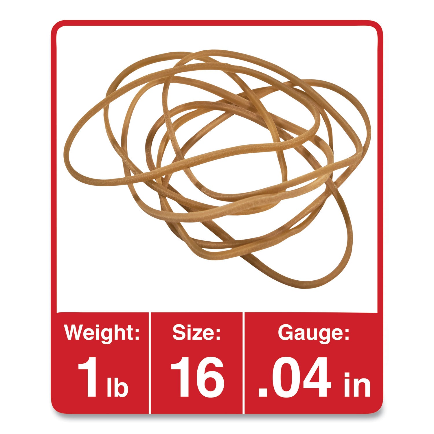 Rubber Bands, Size 16, 0.04" Gauge, Beige, 1 lb Box, 1,900/Pack -