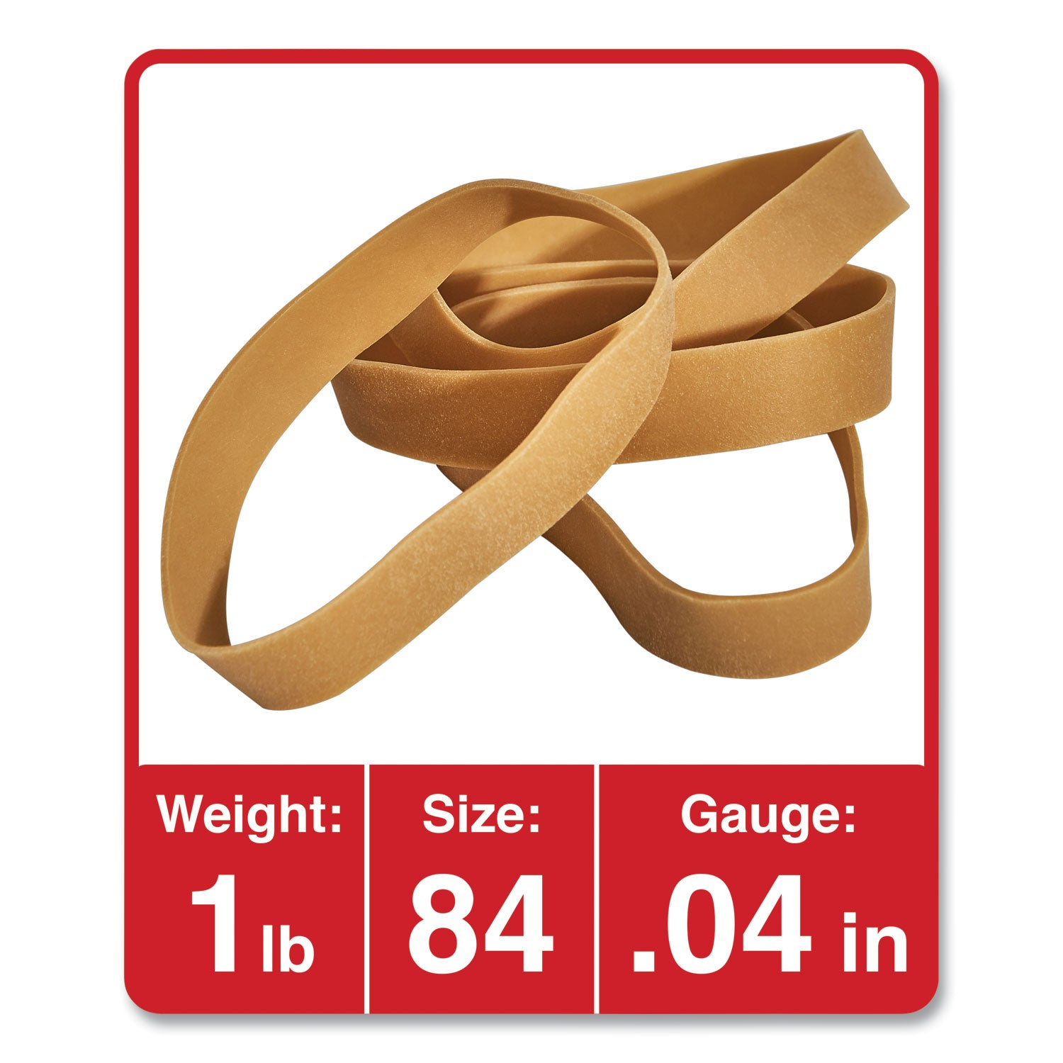 Rubber Bands, Size 84, 0.04" Gauge, Beige, 1 lb Box, 155/Pack -