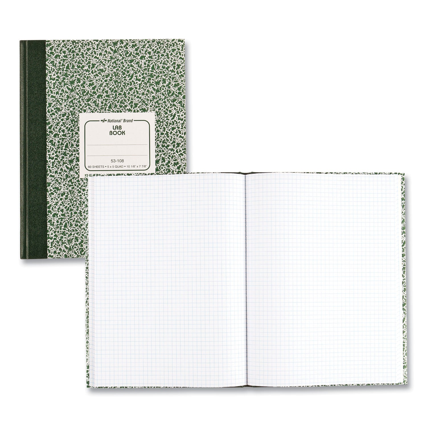 Composition Lab Notebook, Quadrille Rule, Green Cover, (60) 10.13 x 7.88 Sheets -