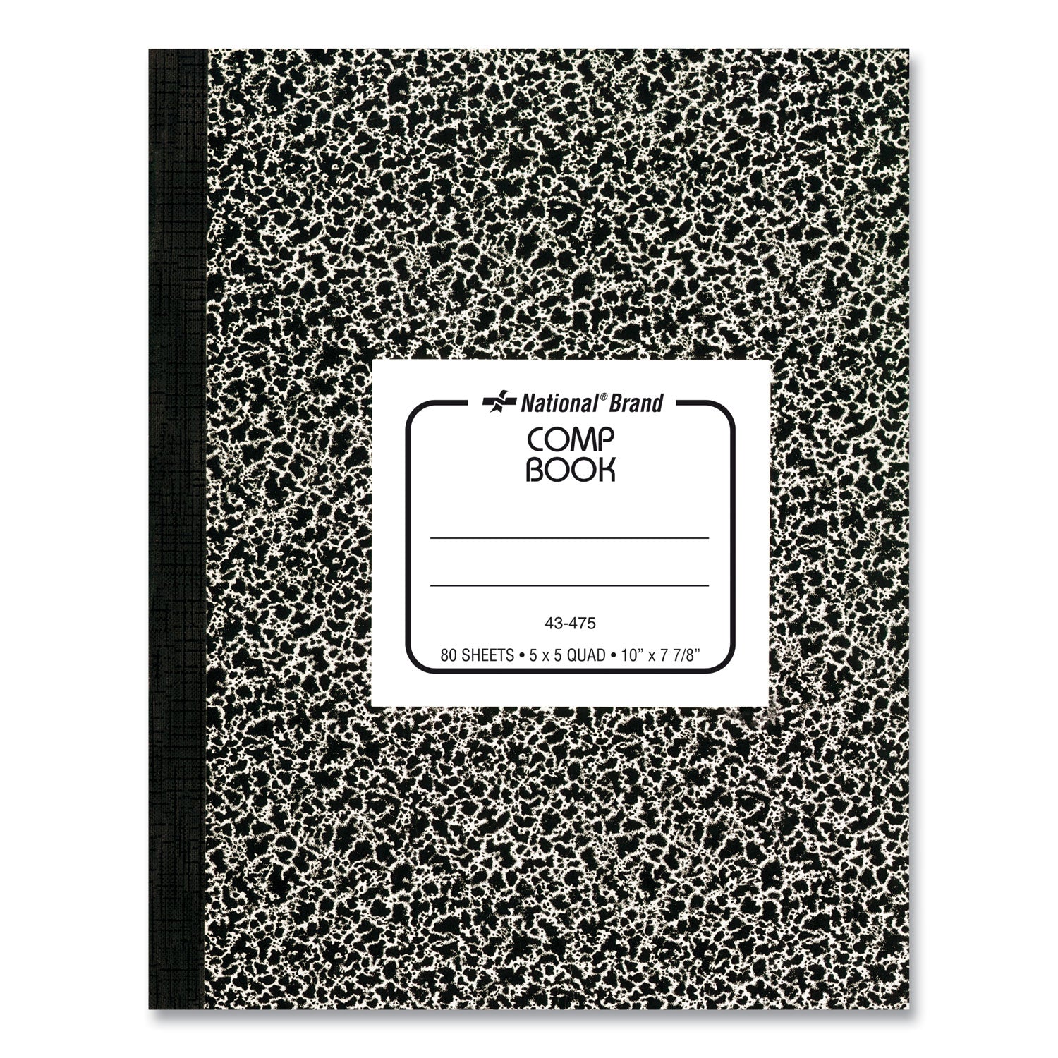 Composition Book, Quadrille Rule (5 sq/in), Black Marble Cover, (80) 10 x 7.88 Sheets -