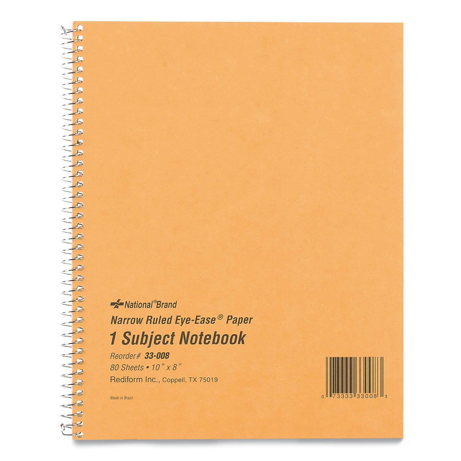 Single-Subject Wirebound Notebooks, Narrow Rule, Brown Paperboard Cover, (80) 10 x 8 Sheets -