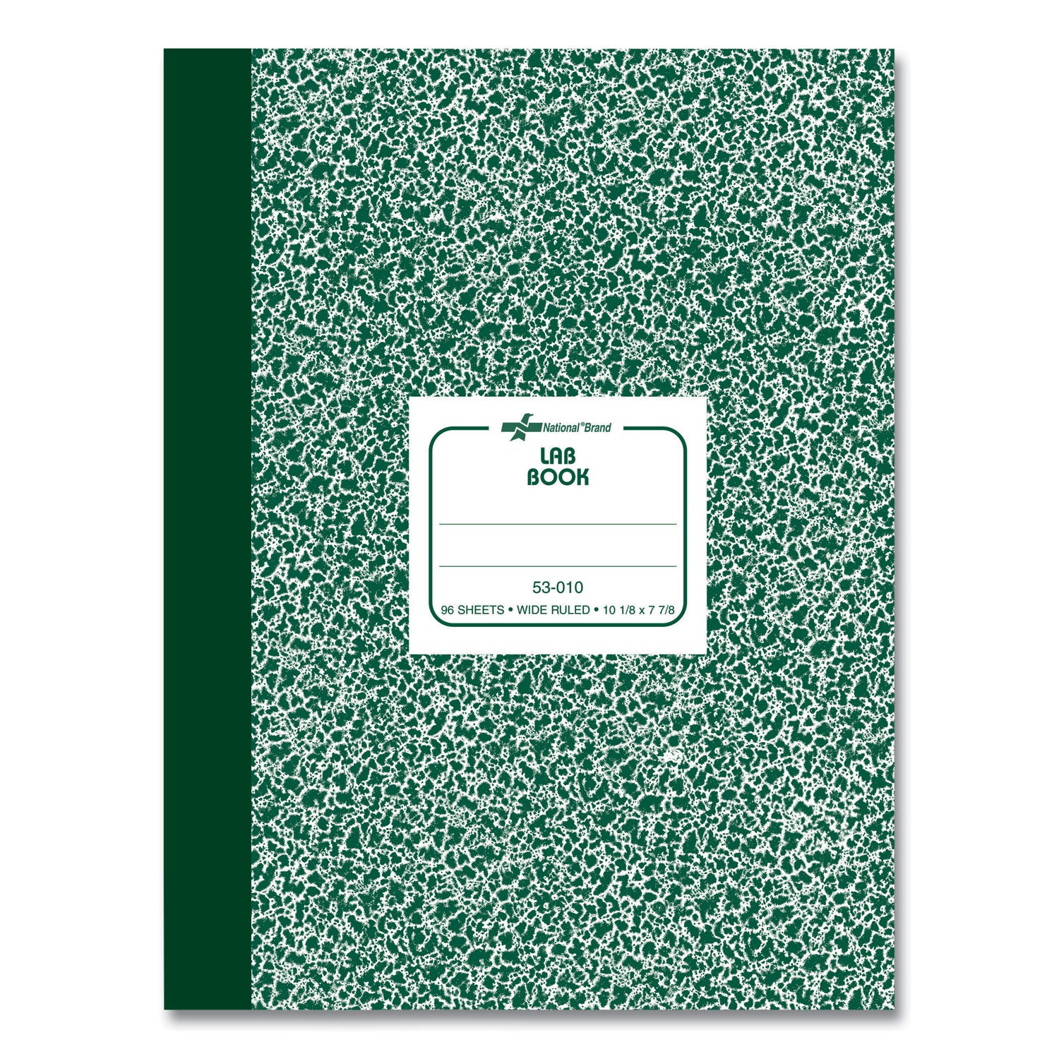 Lab Notebook, Wide/Legal Rule, Green Marble Cover, (96) 10.13 x 7.88 Sheets -