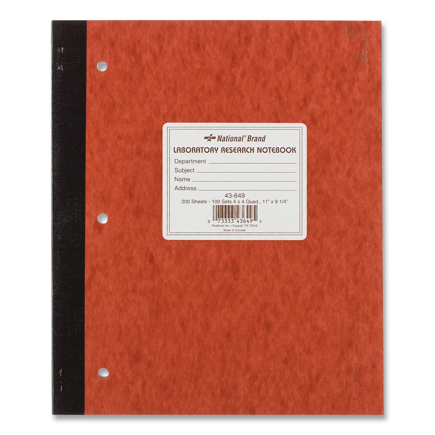 Duplicate Laboratory Notebooks, Stitched Binding, Quadrille Rule (4 sq/in), Brown Cover, (200) 11 x 9.25 Sheets -