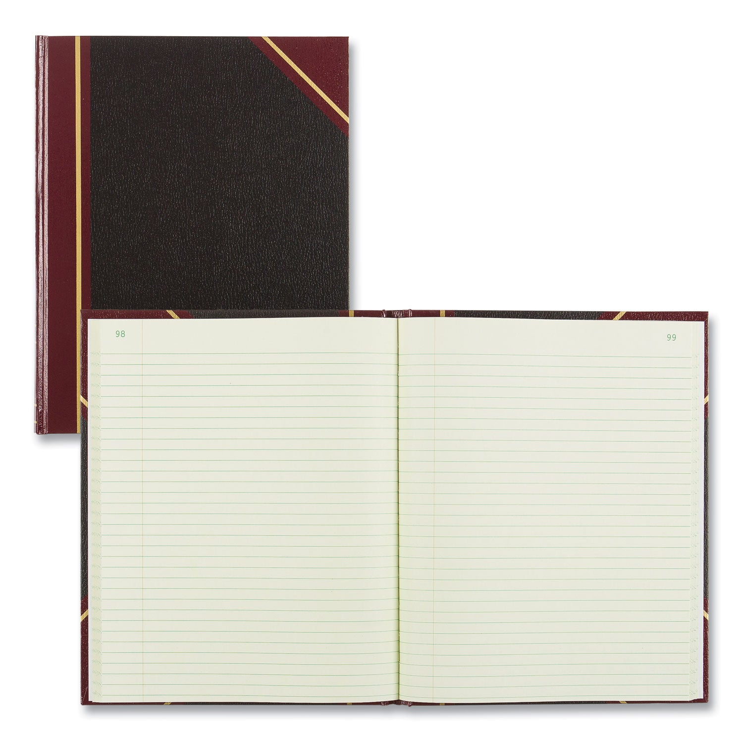 Texthide Eye-Ease Record Book, Black/Burgundy/Gold Cover, 10.38 x 8.38 Sheets, 150 Sheets/Book -