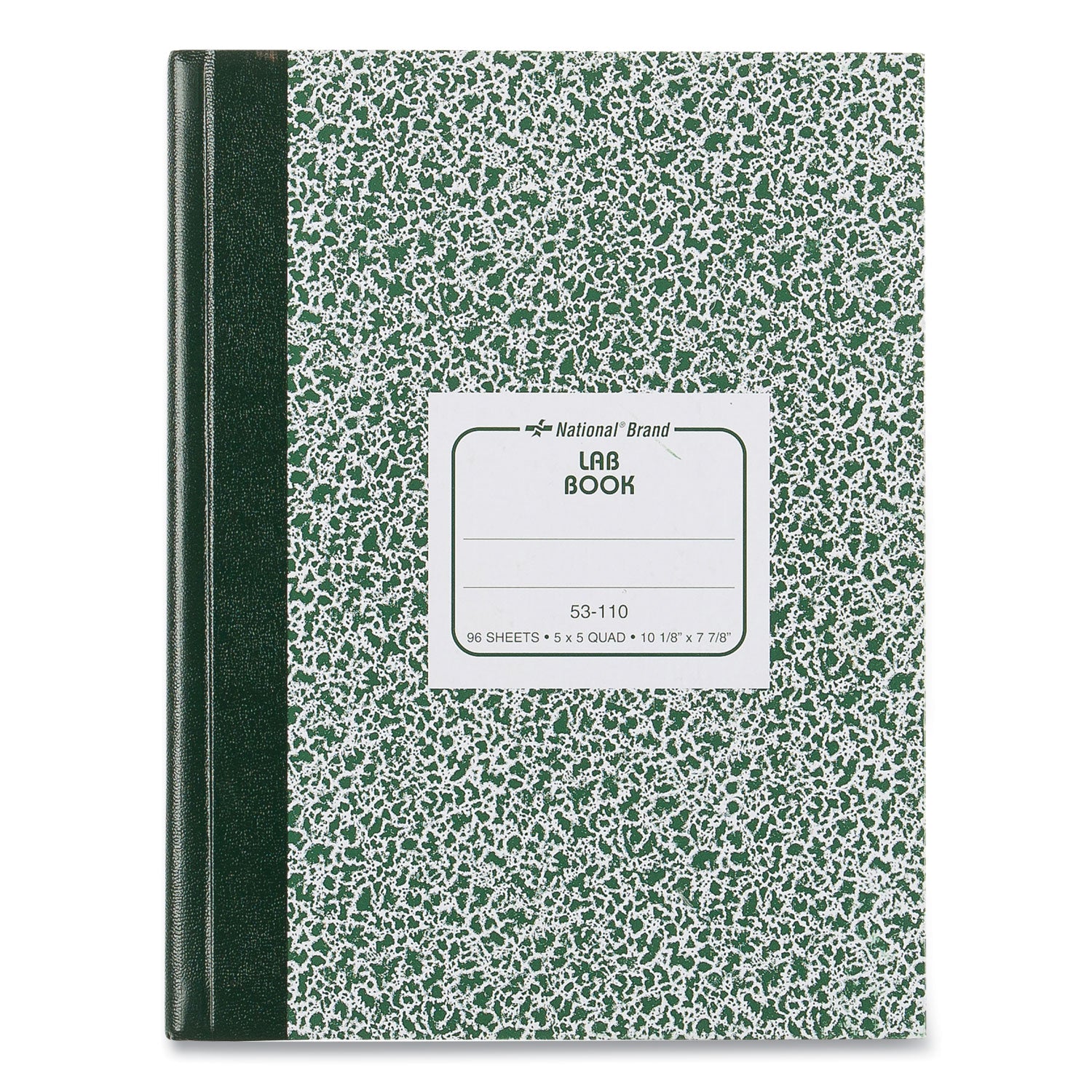 Lab Notebook, Quadrille Rule (5 sq/in), Green Marble Cover, (96) 10.13 x 7.88 Sheets -