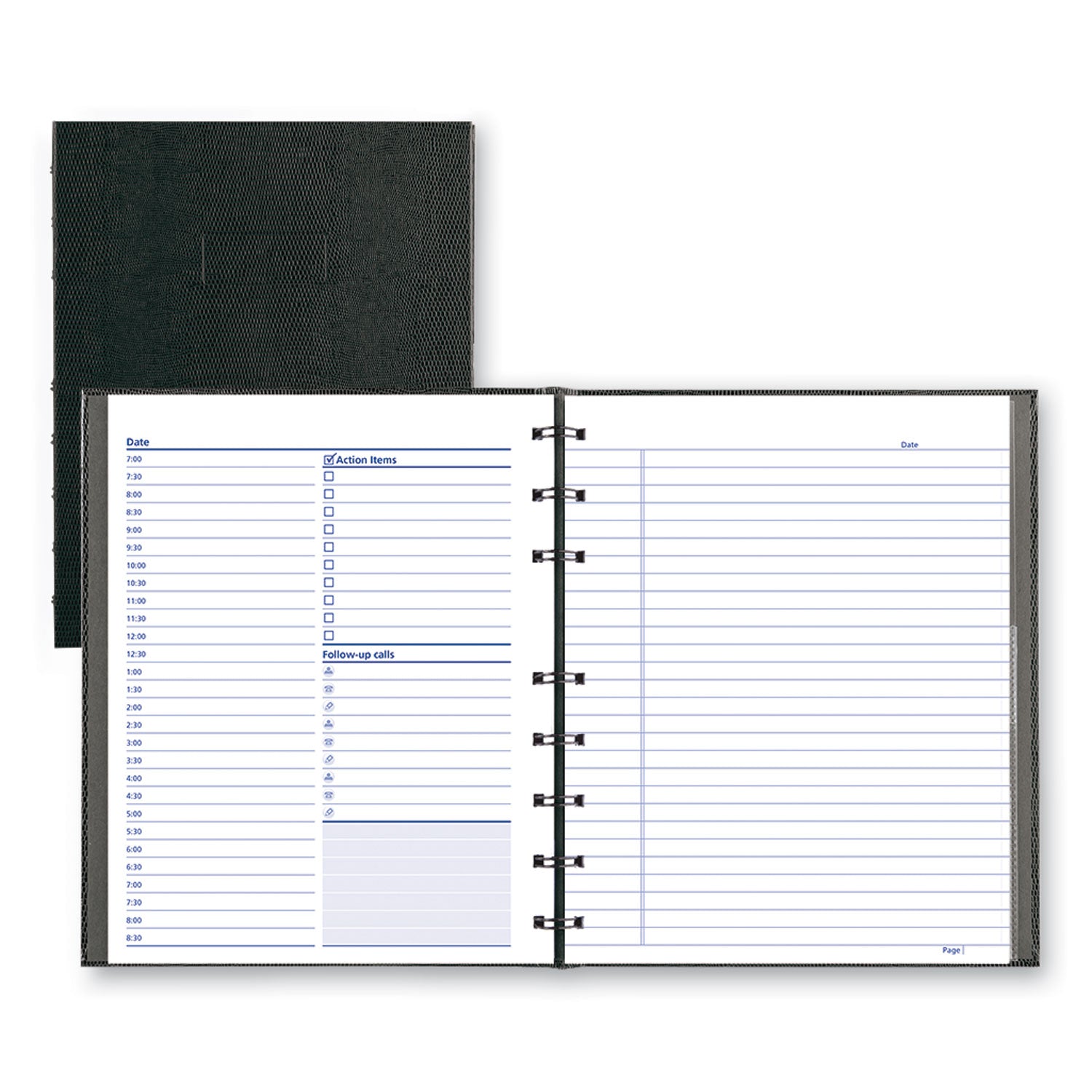 NotePro Undated Daily Planner, 9.25 x 7.25, Black Cover, Undated -