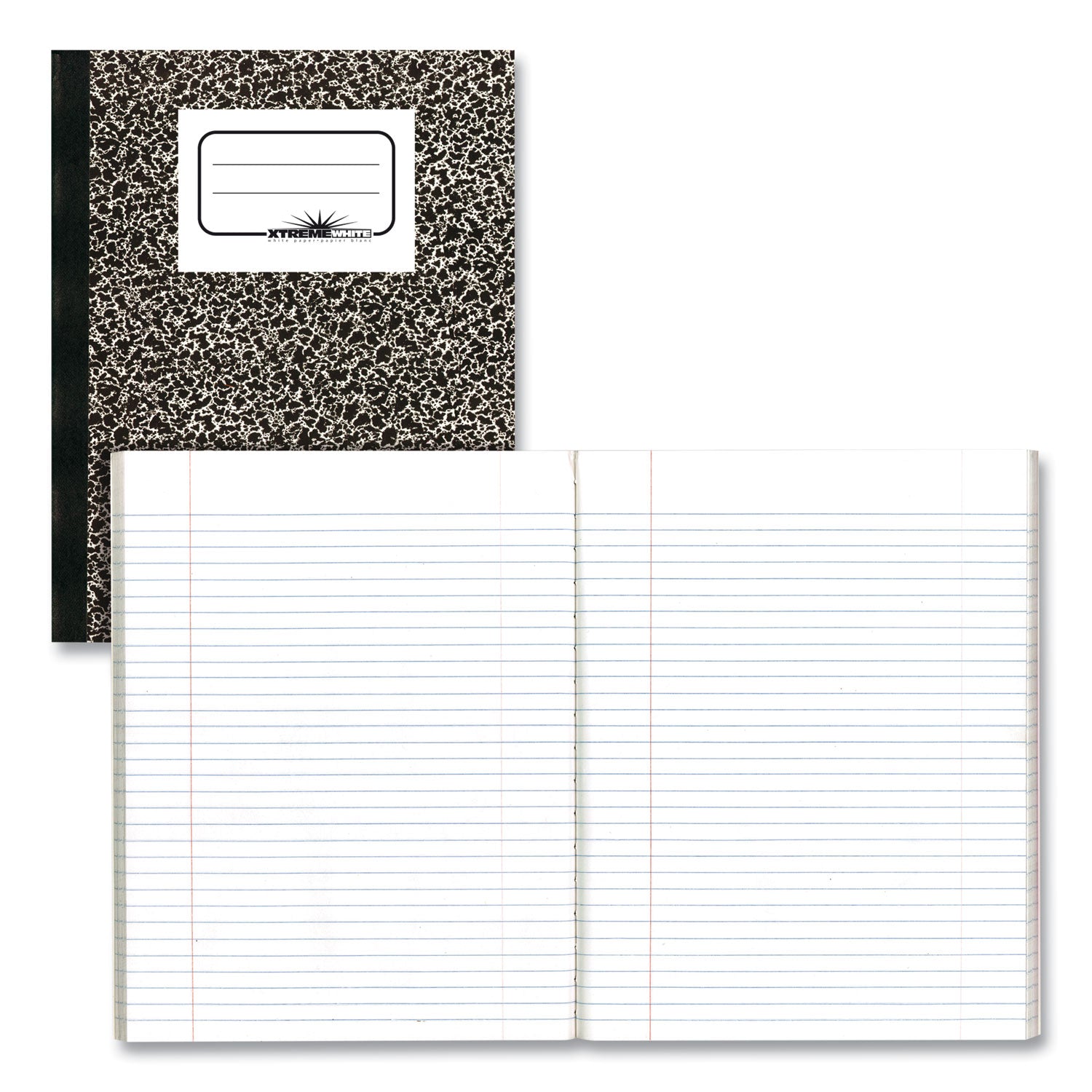 Composition Book, Medium/College Rule, Black Marble Cover, (80) 10 x 7.88 Sheets -