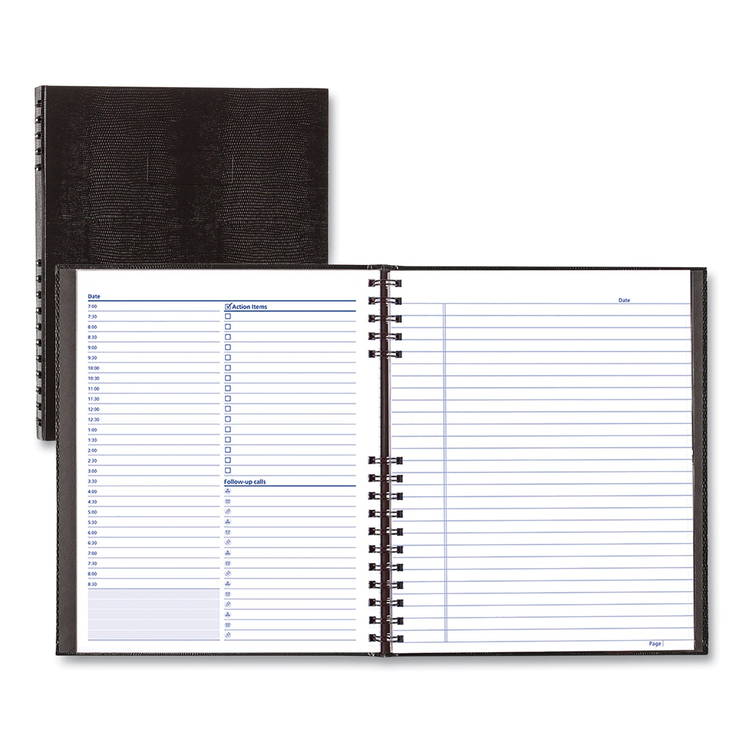 NotePro Undated Daily Planner, 10.75 x 8.5, Black Cover, Undated -