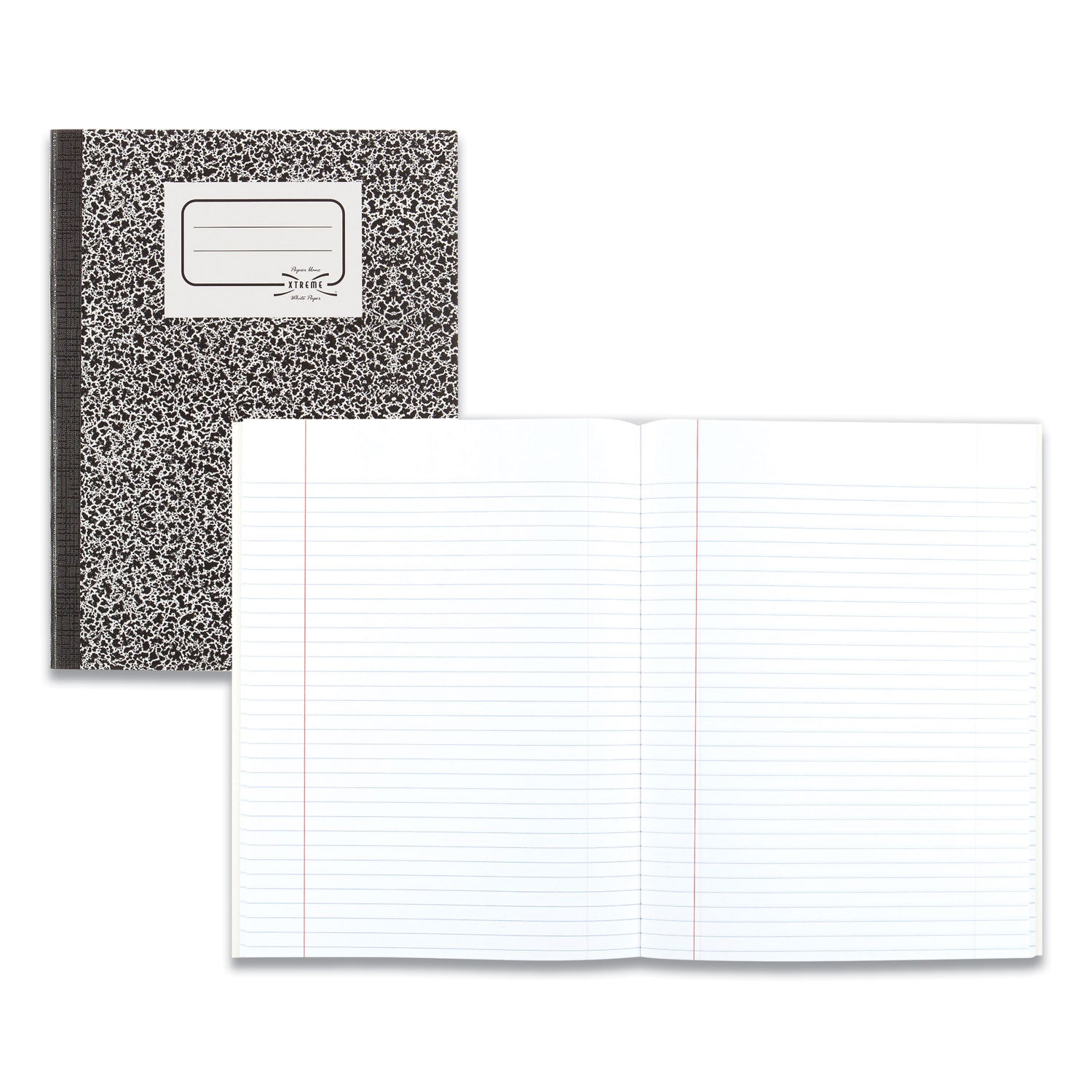 Composition Book, Medium/College Rule, Black Marble Cover, (80) 11 x 8.38 Sheets -