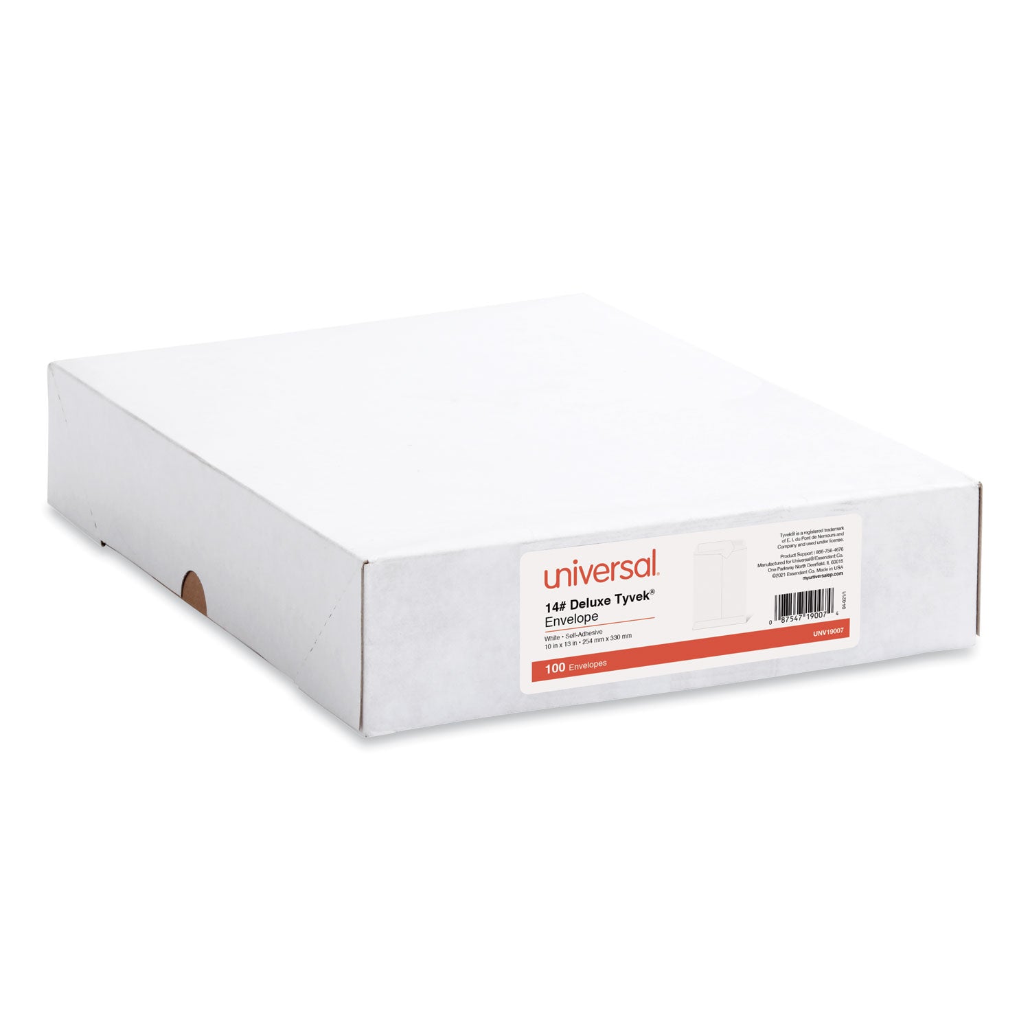 Deluxe Tyvek Envelopes, #13 1/2, Square Flap, Self-Adhesive Closure, 10 x 13, White, 100/Box -