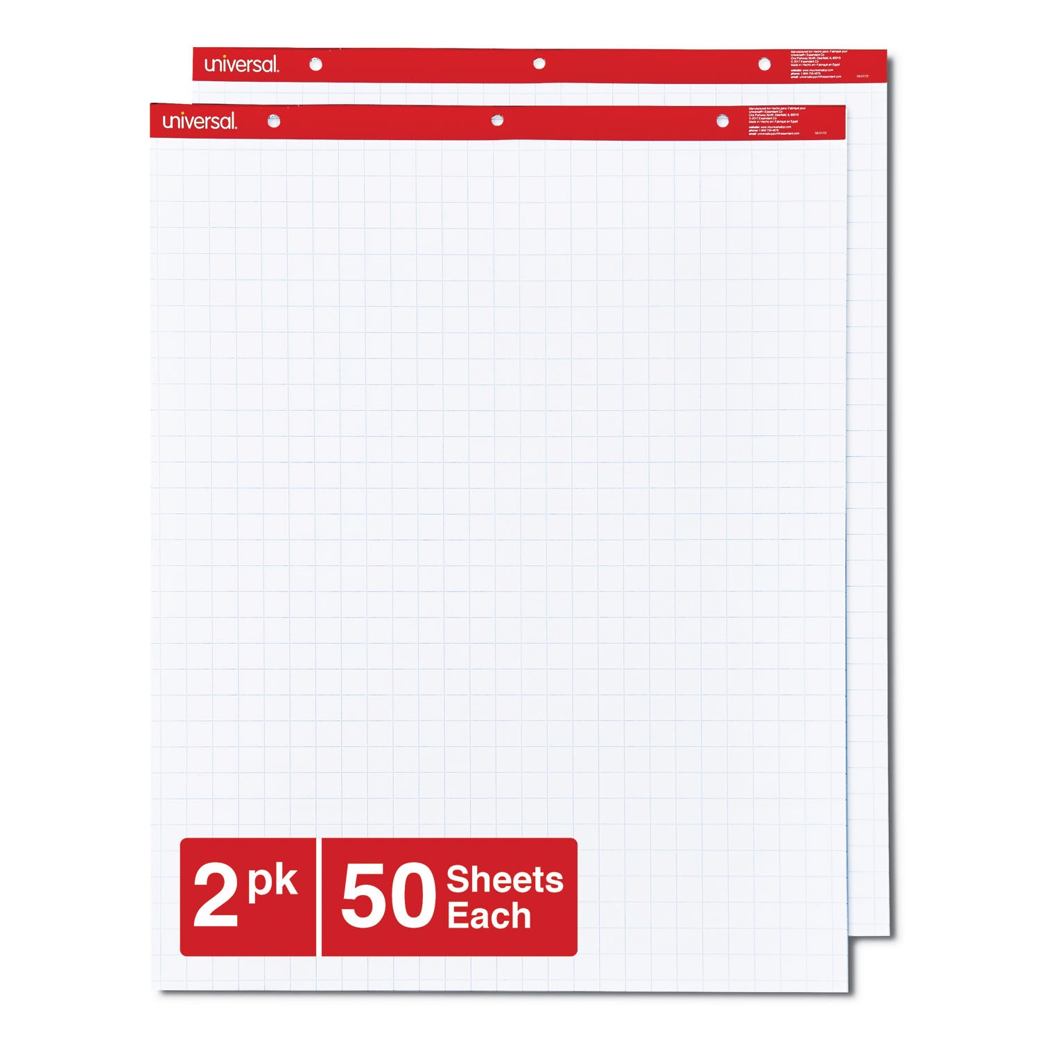 Easel Pads/Flip Charts, Quadrille Rule (1 sq/in), 27 x 34, White, 50 Sheets, 2/Carton -