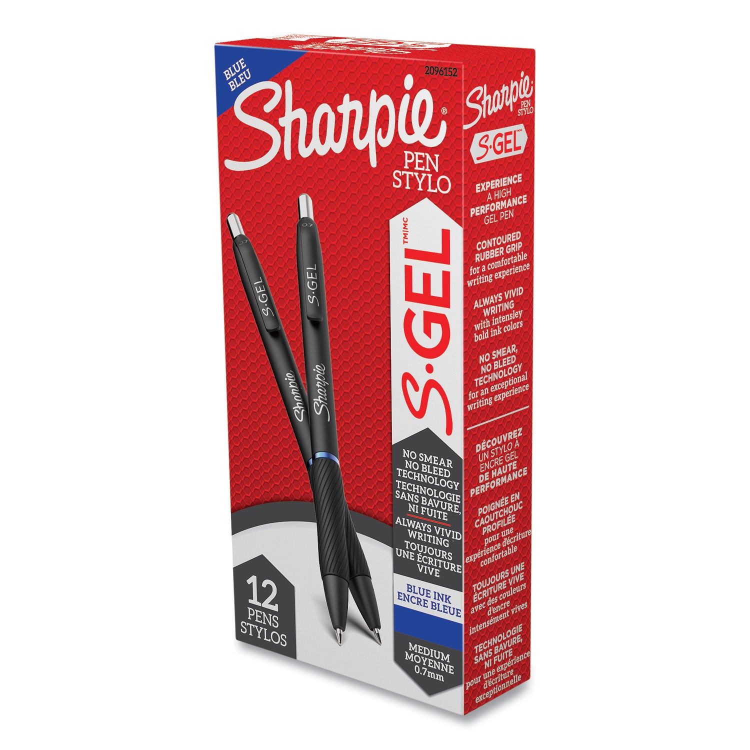 s-gel-high-performance-gel-pen-retractable-medium-07-mm-blue-ink-black-barrel-dozen_san2096152 - 1