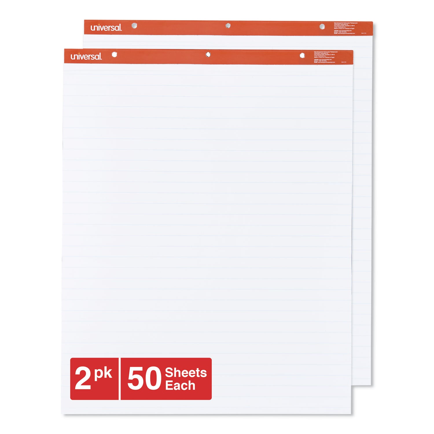 Easel Pads/Flip Charts, Presentation Format (1" Rule), 27 x 34, White, 50 Sheets, 2/Carton -