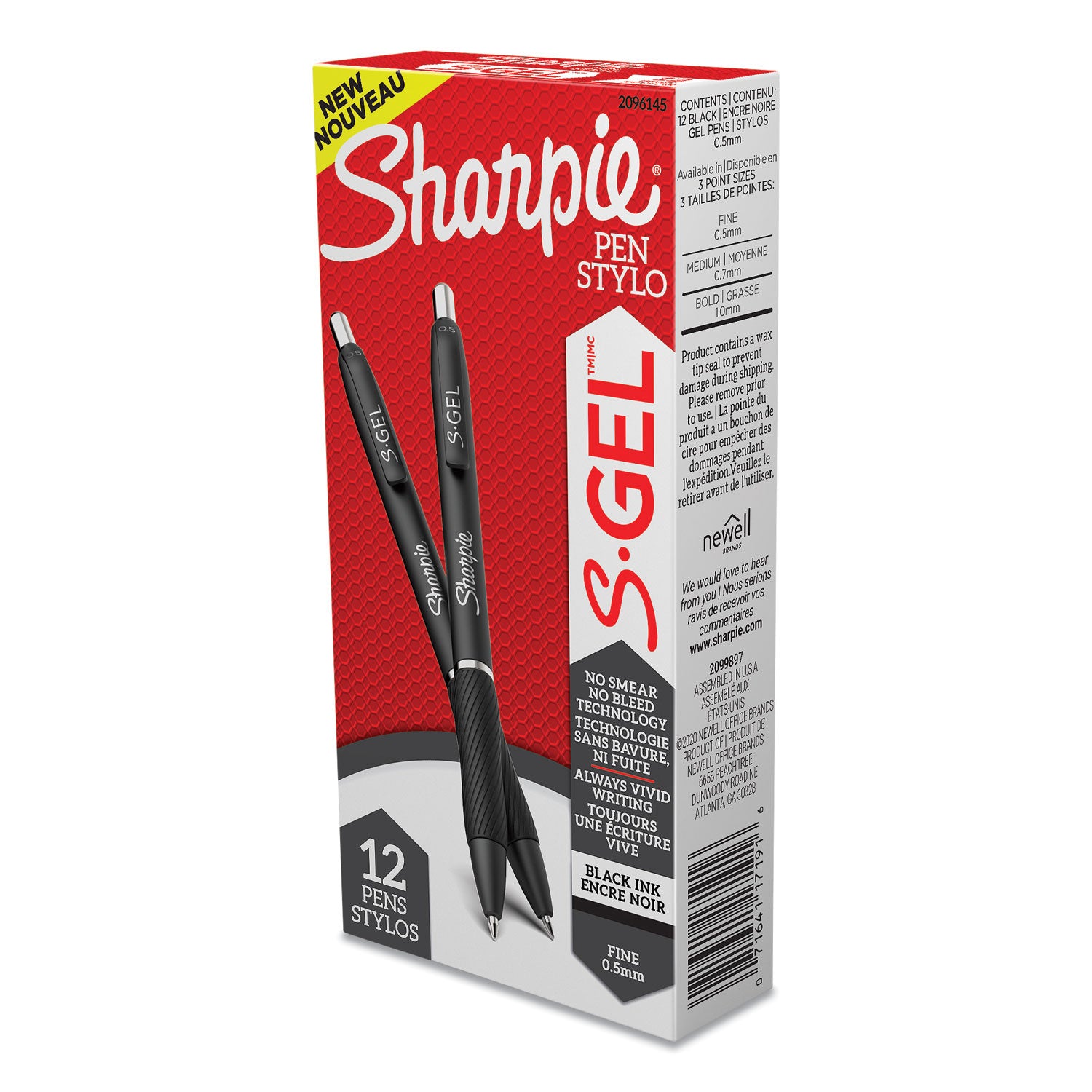 s-gel-high-performance-gel-pen-retractable-fine-05-mm-black-ink-black-barrel-dozen_san2096145 - 2