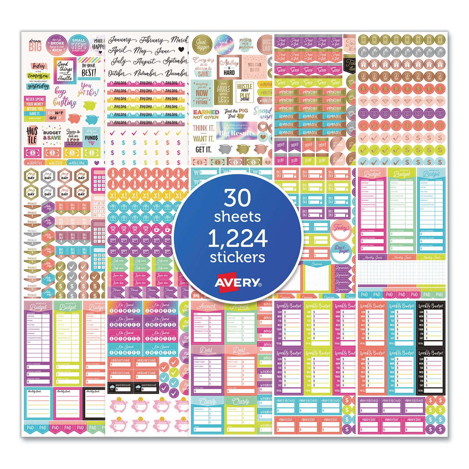 budgeting-planner-stickers-budget-theme-assorted-colors-1224-pack_ave6788 - 1