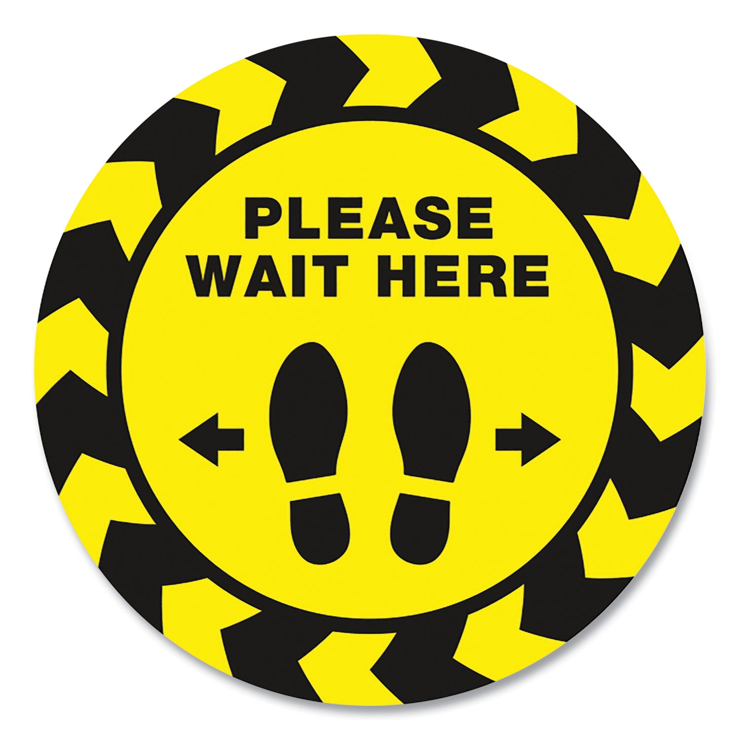 social-distancing-floor-decals-105-dia-please-wait-here-yellow-black-face-black-graphics-5-pack_ave83020 - 1