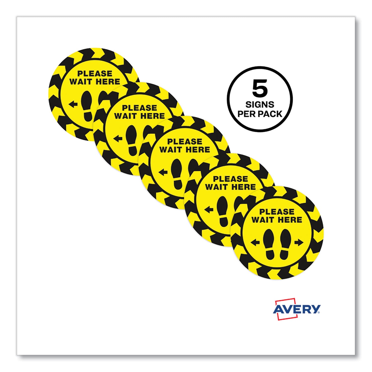 social-distancing-floor-decals-105-dia-please-wait-here-yellow-black-face-black-graphics-5-pack_ave83020 - 2