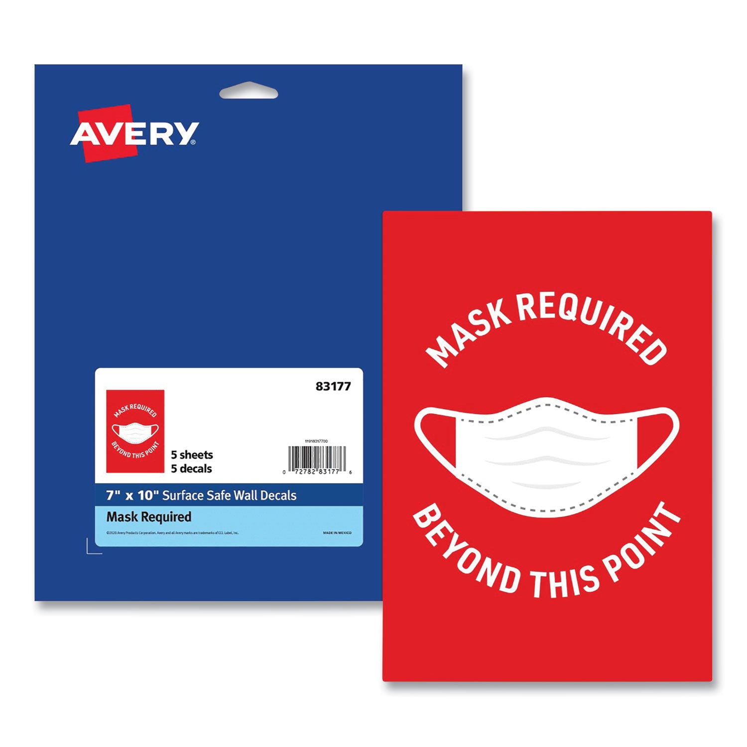 preprinted-surface-safe-wall-decals-7-x-10-mask-required-beyond-this-point-red-face-white-graphics-5-pack_ave83177 - 1