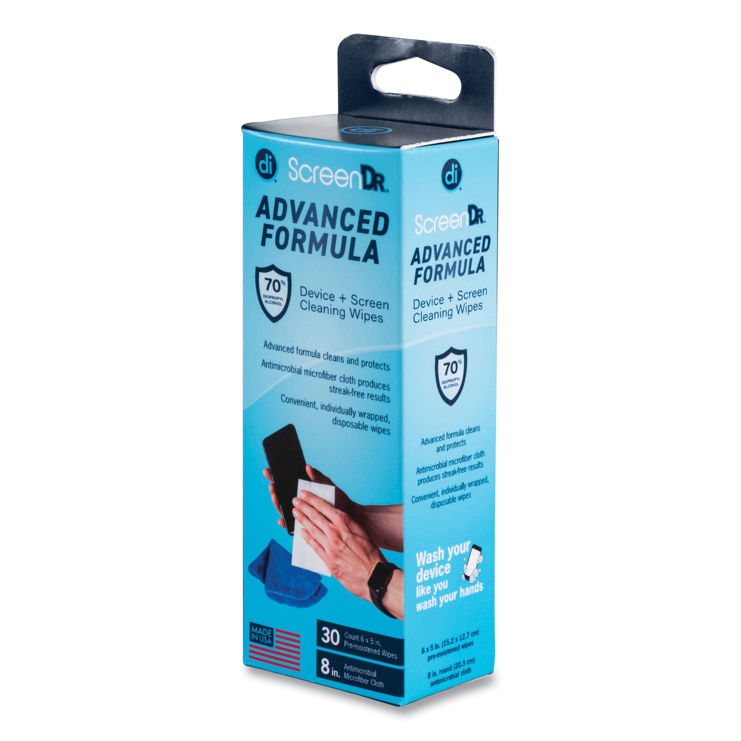 screendr-device-and-screen-cleaning-wipes-includes-30-individually-wrapped-wipes-and-8-microfiber-cloth-6-x-5-white_dgv32346 - 2