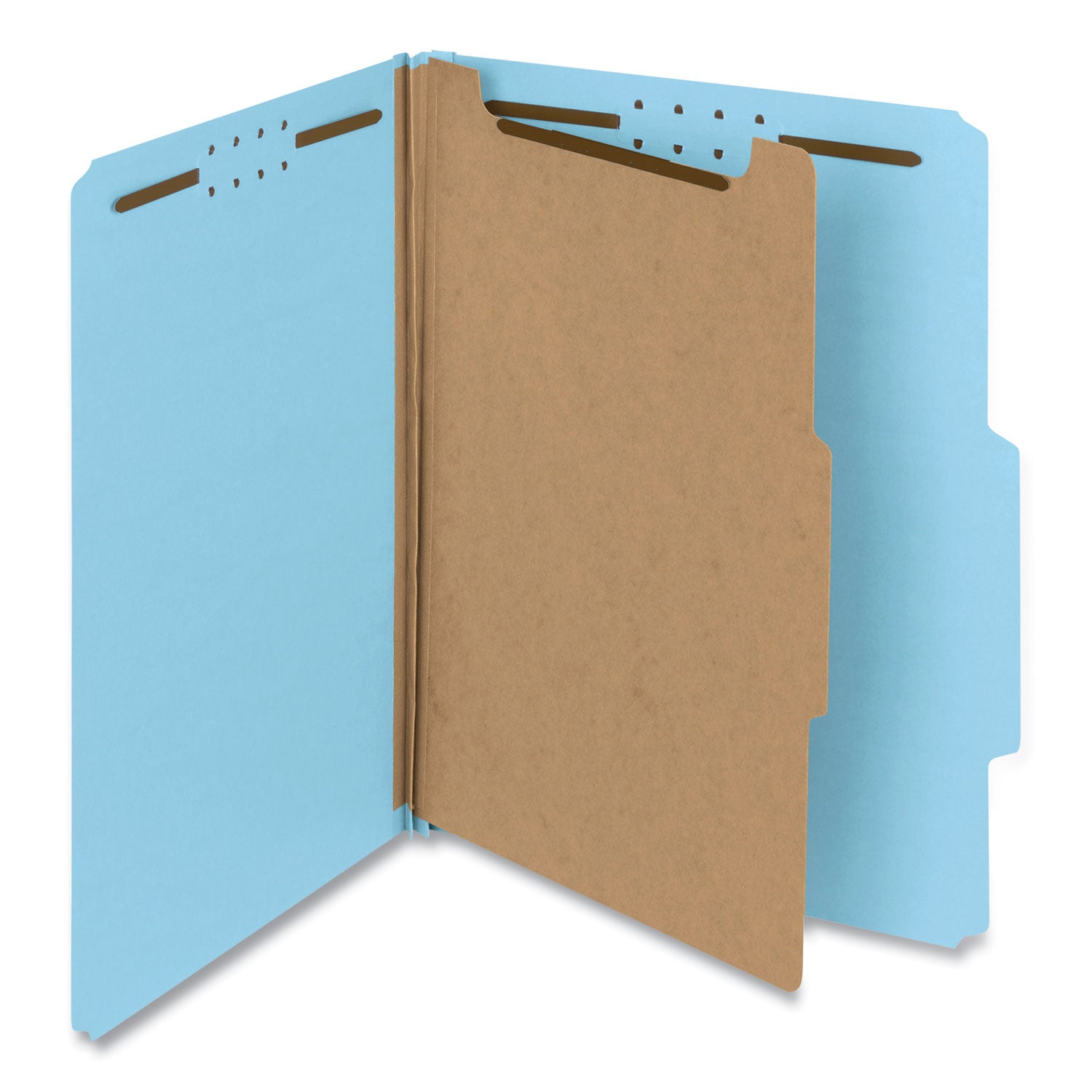 Recycled Pressboard Classification Folders, 2" Expansion, 1 Divider, 4 Fasteners, Letter Size, Blue Exterior, 10/Box -