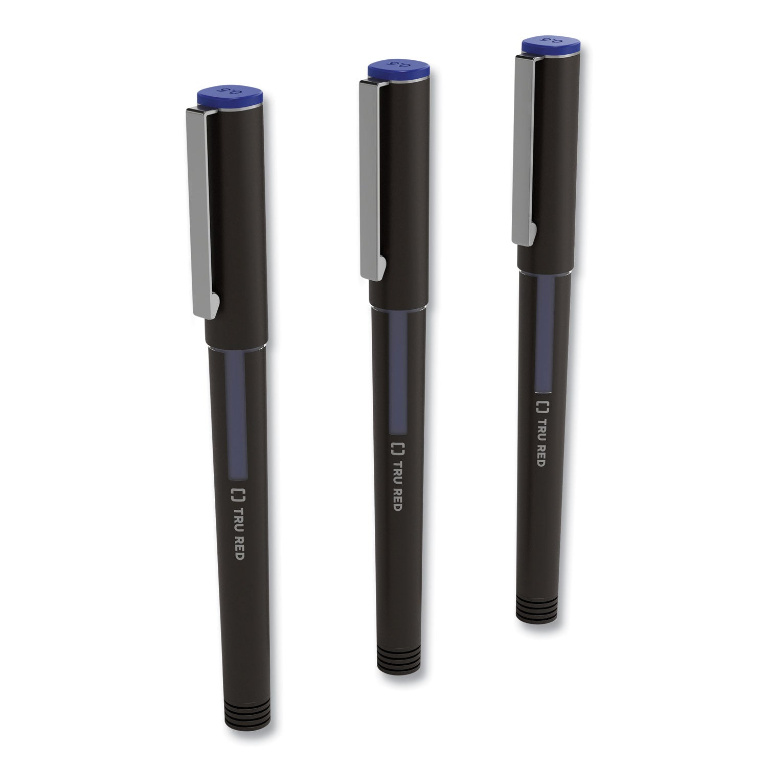 roller-ball-pen-stick-fine-05-mm-blue-ink-black-blue-clear-barrel-3-pack_tud57320 - 2
