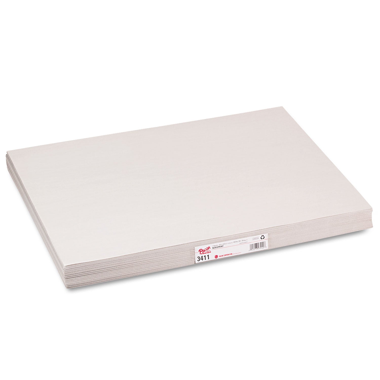 White Newsprint, 30 lb Newsprint Weight, 18 x 24, White, 500/Pack -