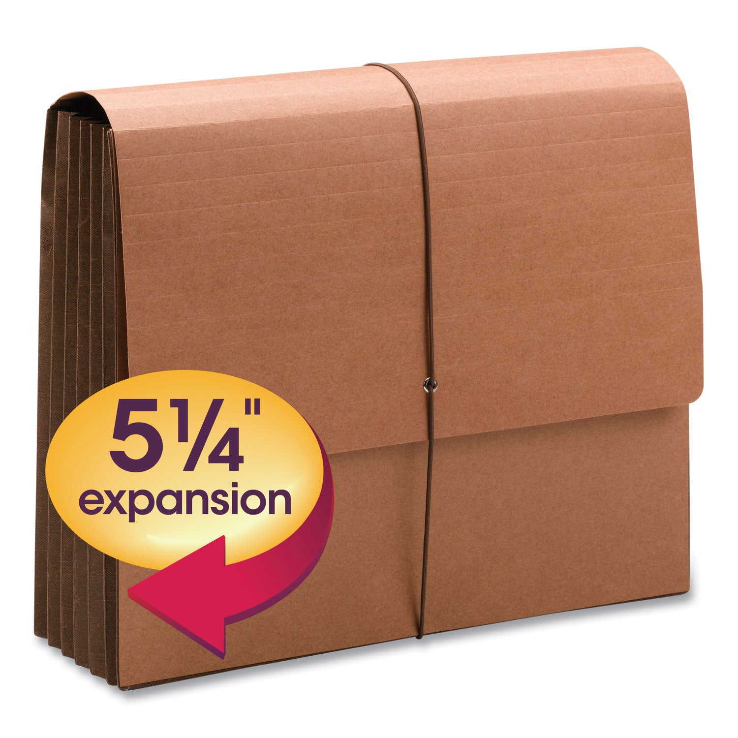 TUFF Expanding Wallets, 5.25" Expansion, 1 Section, Elastic Cord Closure, Letter Size, Redrope -