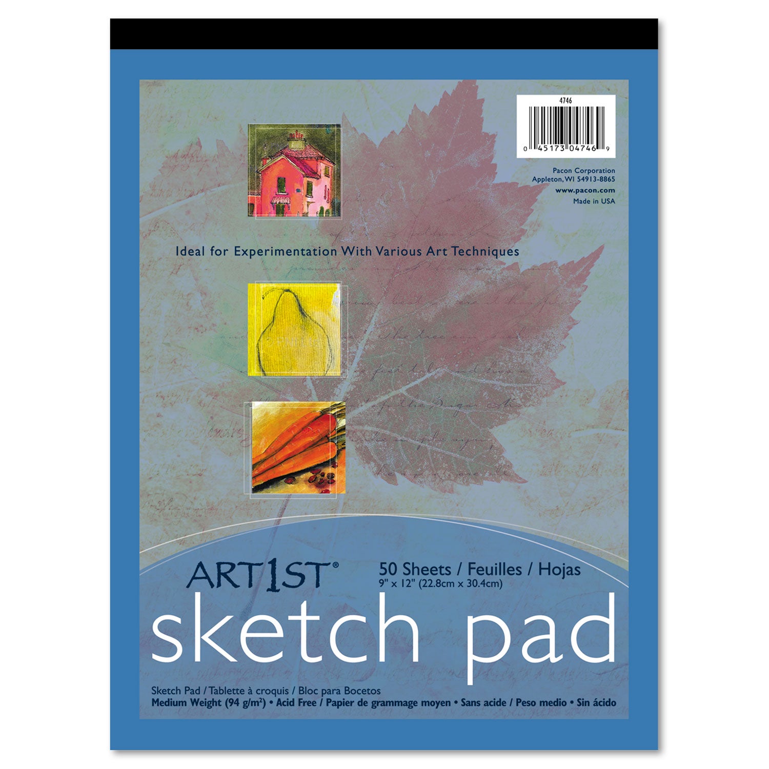 Art1st Sketch Pad, Unruled, 50 White 9 x 12 Sheets -