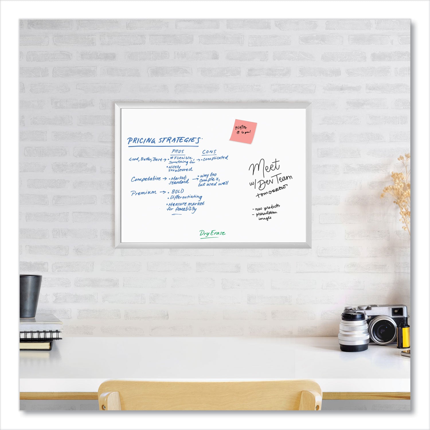melamine-dry-erase-board-23-x-17-white-surface-silver-frame_ubr030u0001 - 2