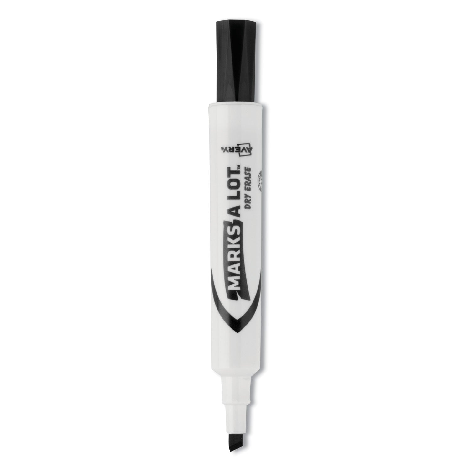MARKS A LOT Desk-Style Dry Erase Marker, Broad Chisel Tip, Black, Dozen (24408) -