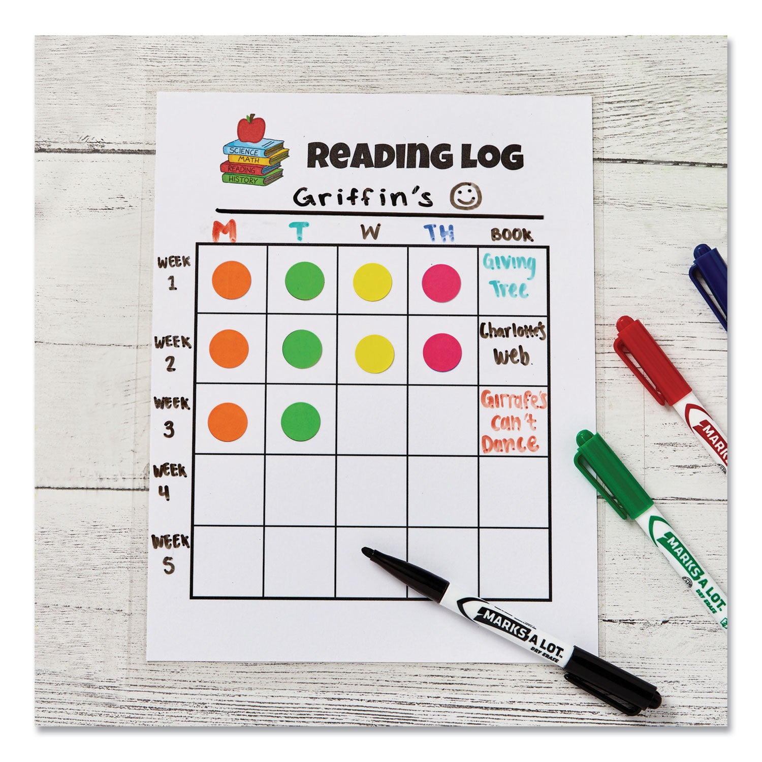 MARKS A LOT Desk/Pen-Style Dry Erase Marker Value Pack, Assorted Broad Bullet/Chisel Tips, Assorted Colors, 24/Pack (29870) -