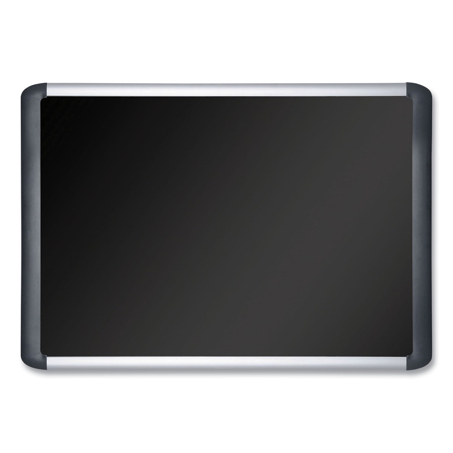 Soft-touch Bulletin Board, 72 x 48, Black Fabric Surface, Aluminum/Black Aluminum Frame -