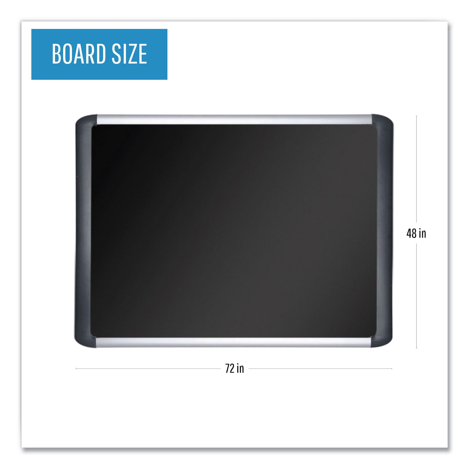 Soft-touch Bulletin Board, 72 x 48, Black Fabric Surface, Aluminum/Black Aluminum Frame -