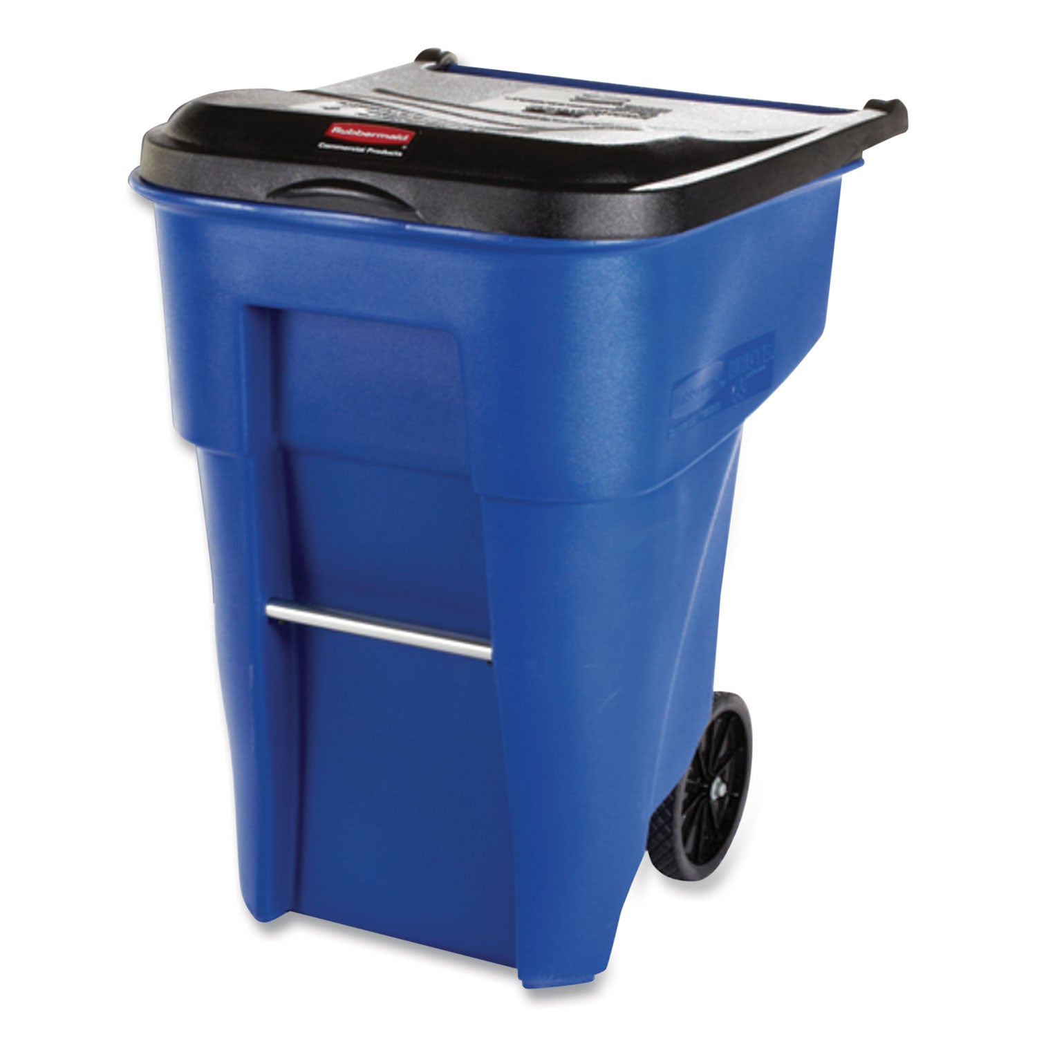 Square Brute Rollout Container, 50 gal, Molded Plastic, Blue -