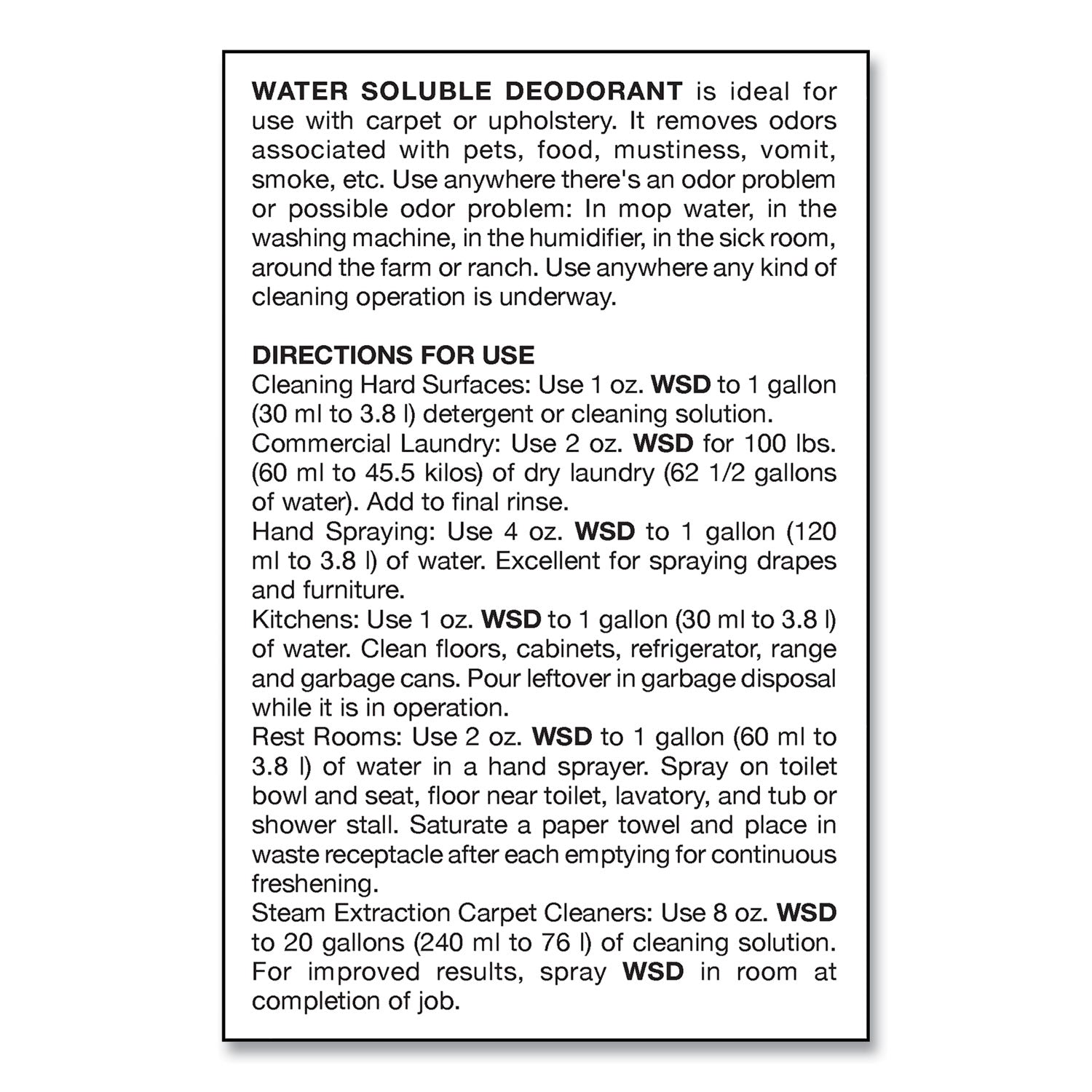 Water-Soluble Deodorant, Mountain Air, 32 oz Bottle, 12/Carton -