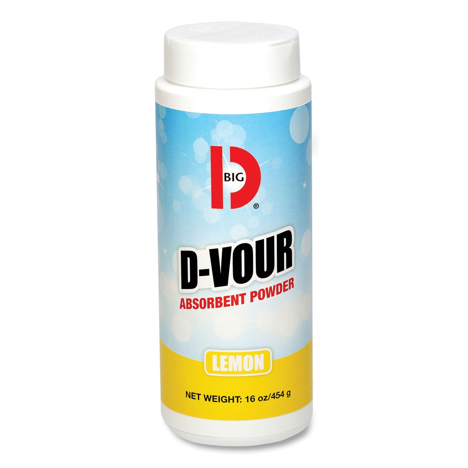 D-Vour Absorbent Powder, Lemon, 16 oz Canister, 6/Carton -