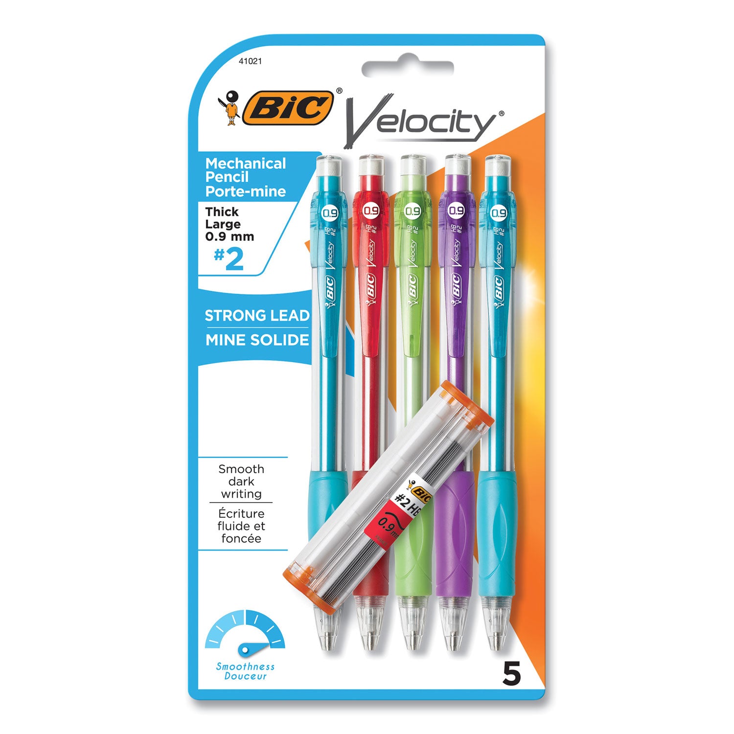 velocity-original-mechanical-pencil-09-mm-hb-#2-black-lead-assorted-barrel-colors-5-pack_bic41021 - 1