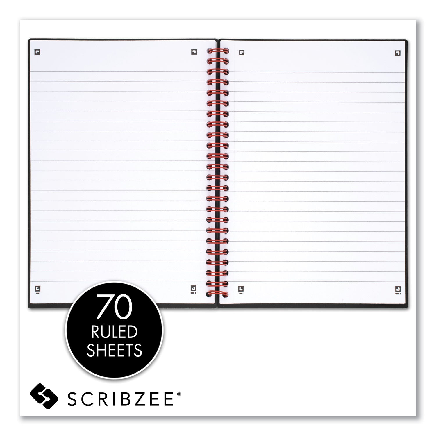 Flexible Cover Twinwire Notebooks, SCRIBZEE Compatible, 1-Subject, Wide/Legal Rule, Black Cover, (70) 8.25 x 5.63 Sheets -