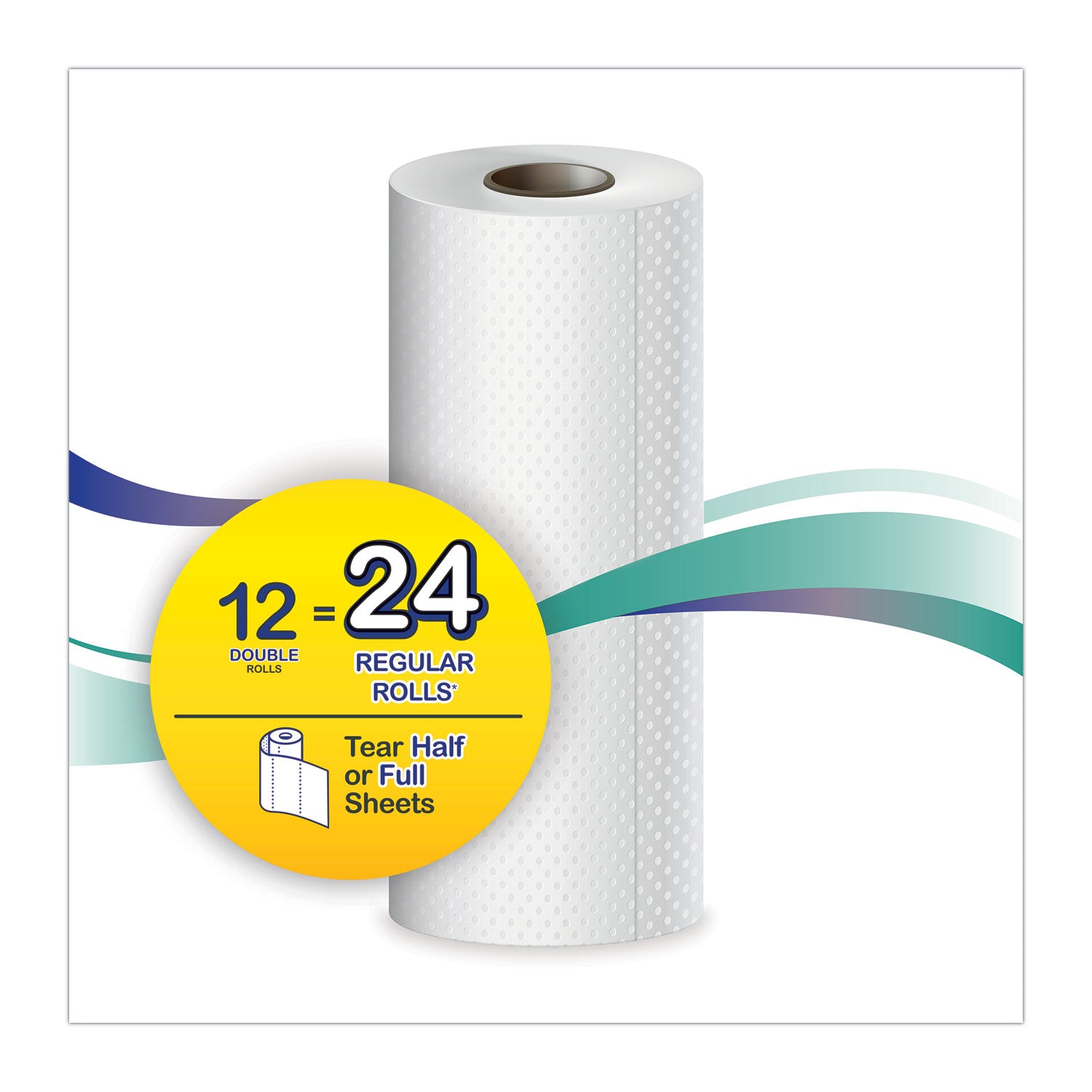 Premium Kitchen Roll Towels, 2-Ply, 11 x 6, White, 110/Roll, 12 Rolls/Carton - 2
