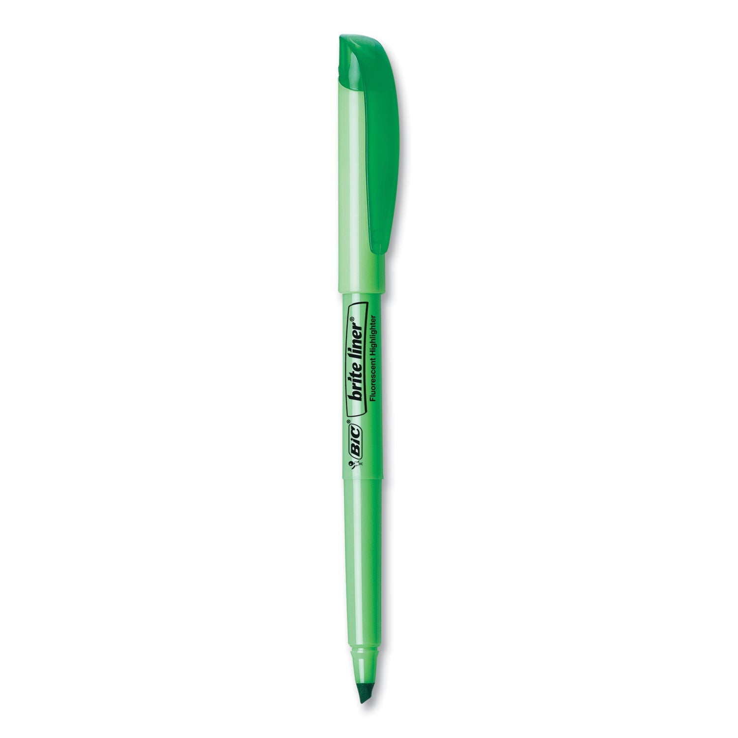 Brite Liner Highlighter, Fluorescent Green Ink, Chisel Tip, Green/Black Barrel, Dozen -