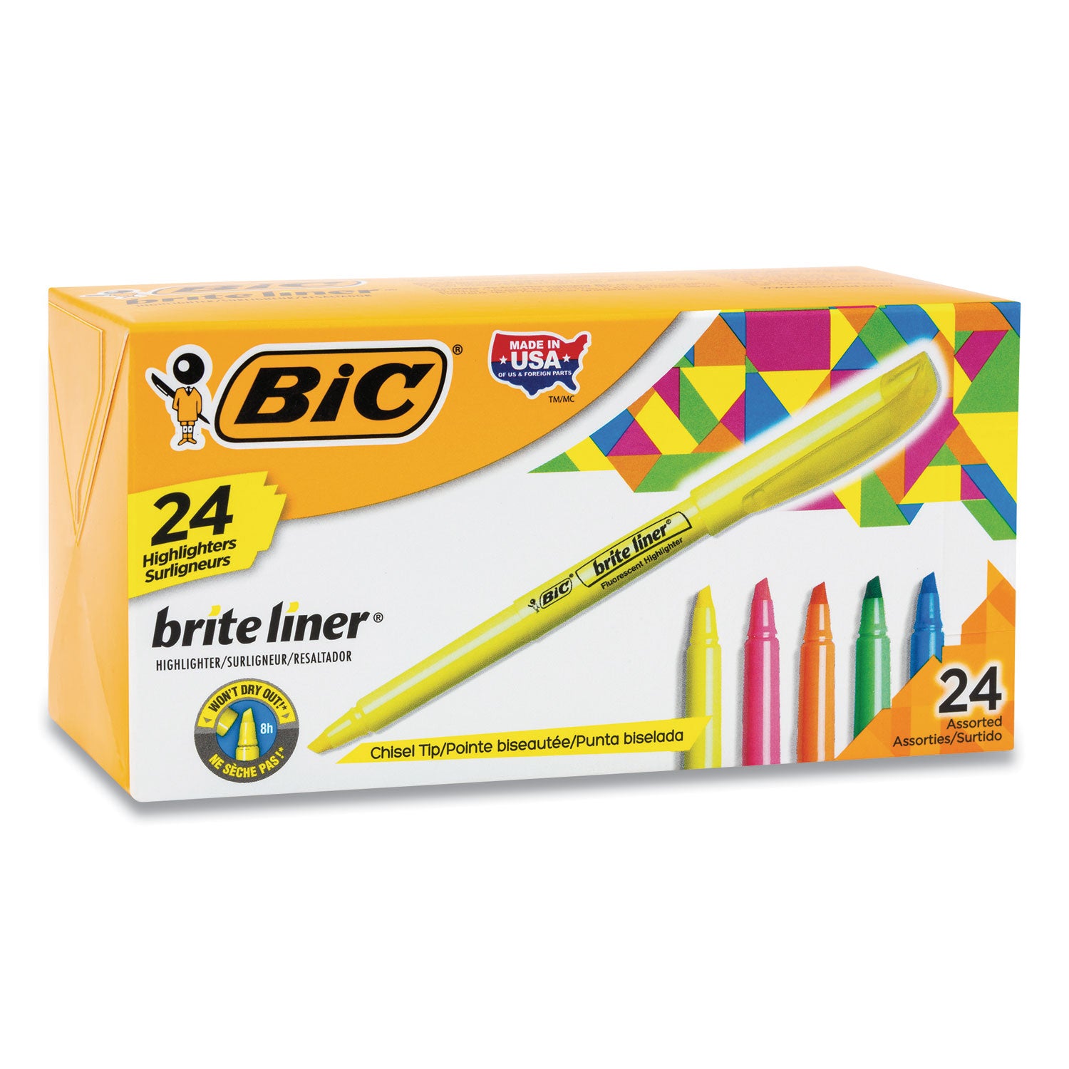 Brite Liner Highlighter Value Pack, Assorted Ink Colors, Chisel Tip, Assorted Barrel Colors, 24/Set -