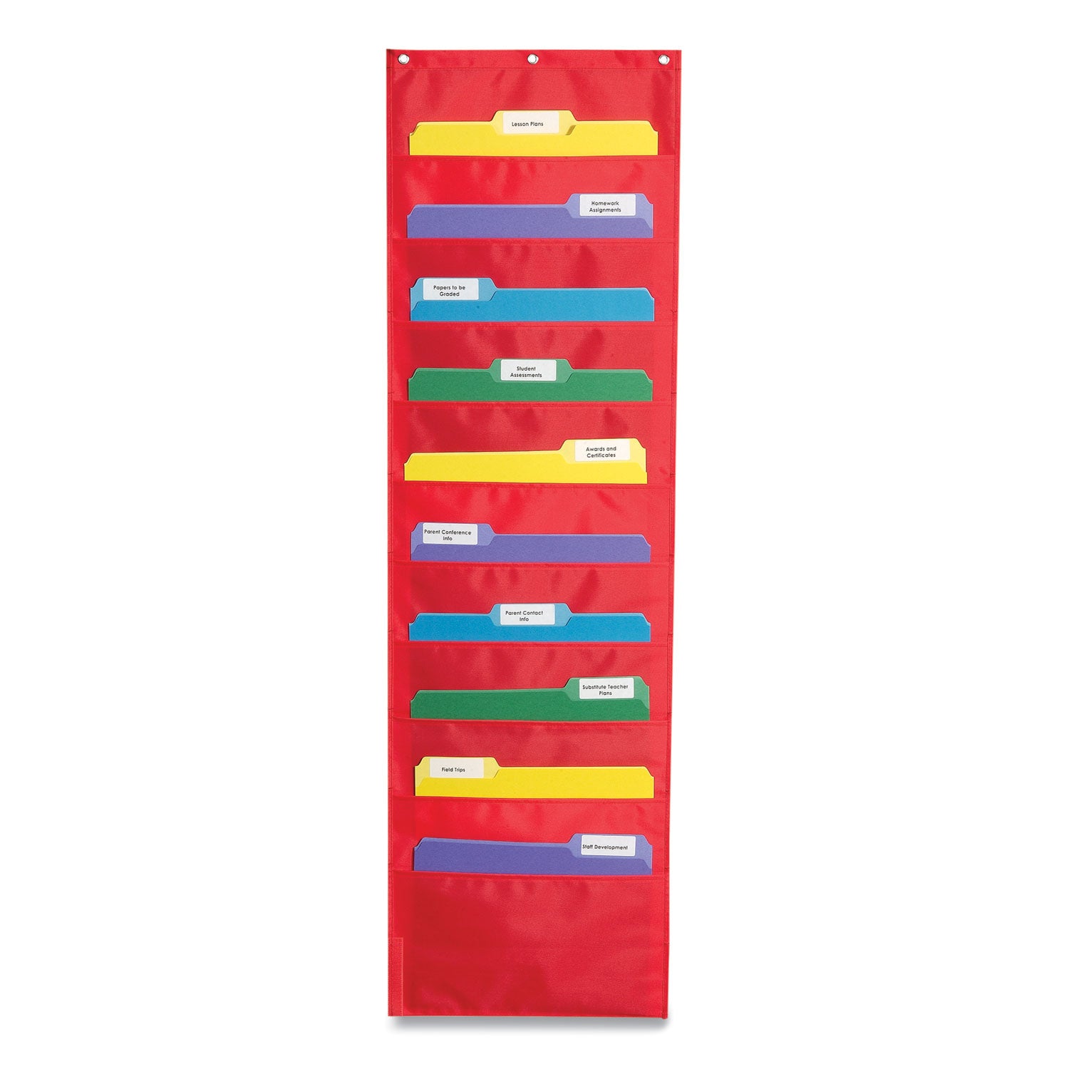 storage-pocket-chart-10-pockets-hanger-grommets-14-x-47-red_cdpcd5653 - 1