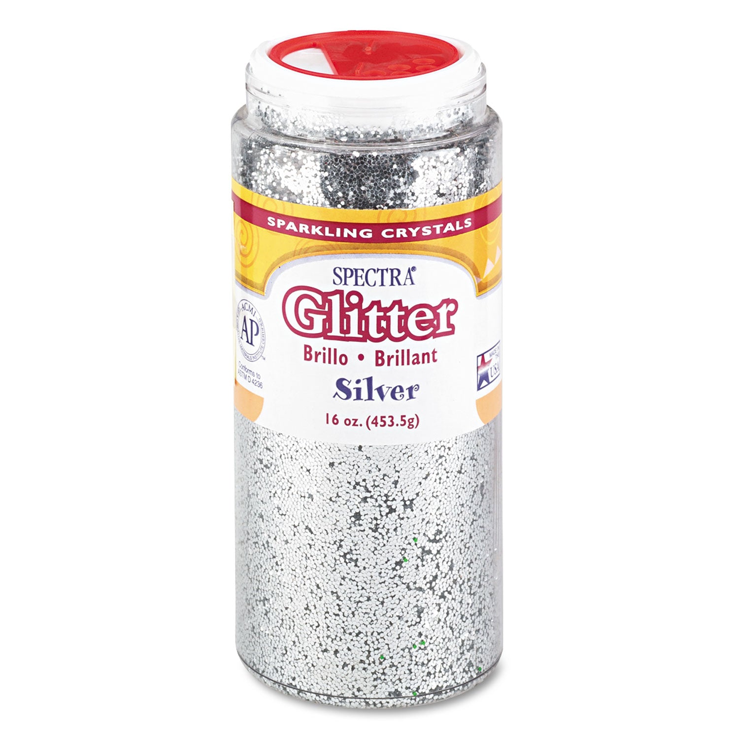 Spectra Glitter, 0.04 Hexagon Crystals, Silver, 16 oz Shaker-Top Jar -