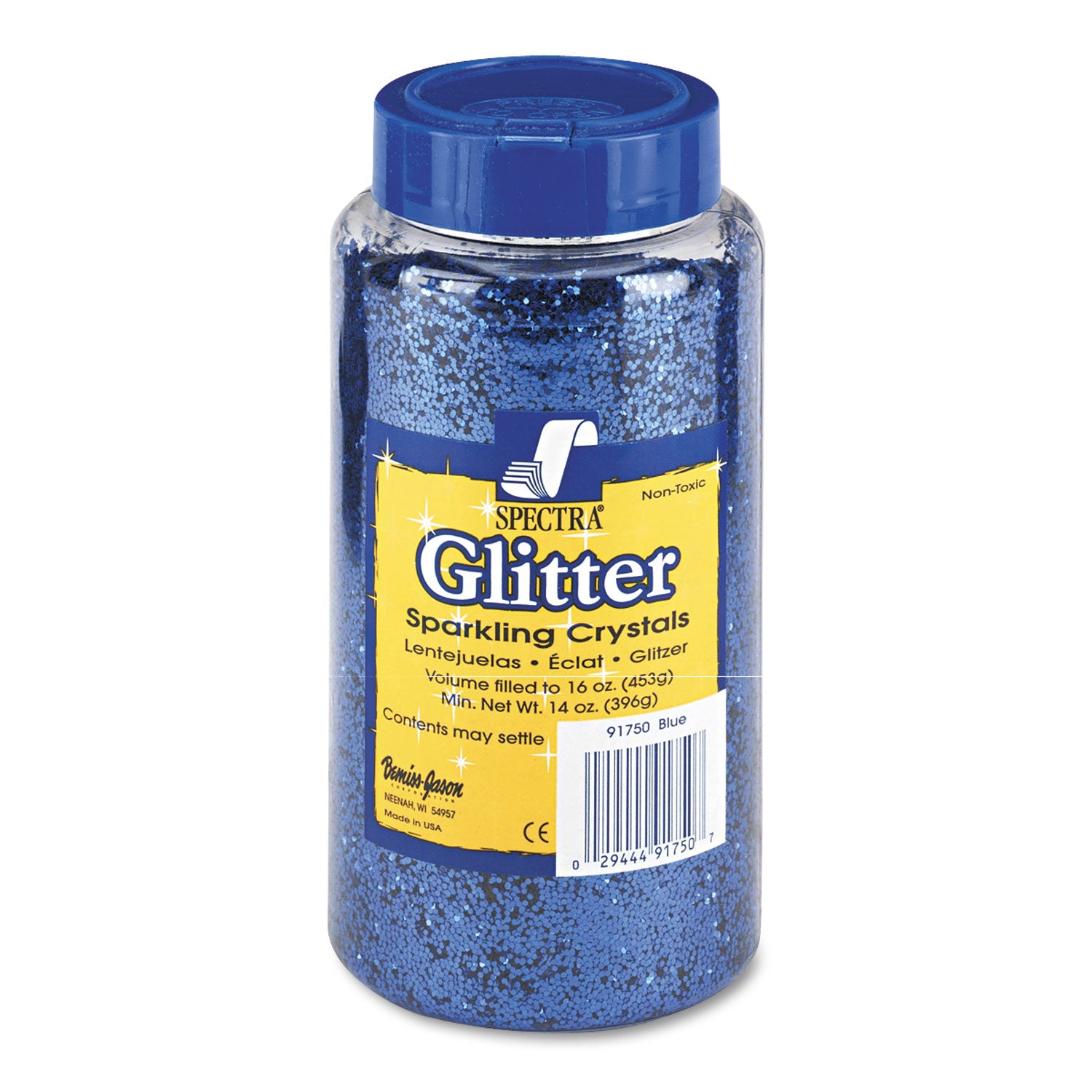Spectra Glitter, 0.04 Hexagon Crystals, Blue, 16 oz Shaker-Top Jar -