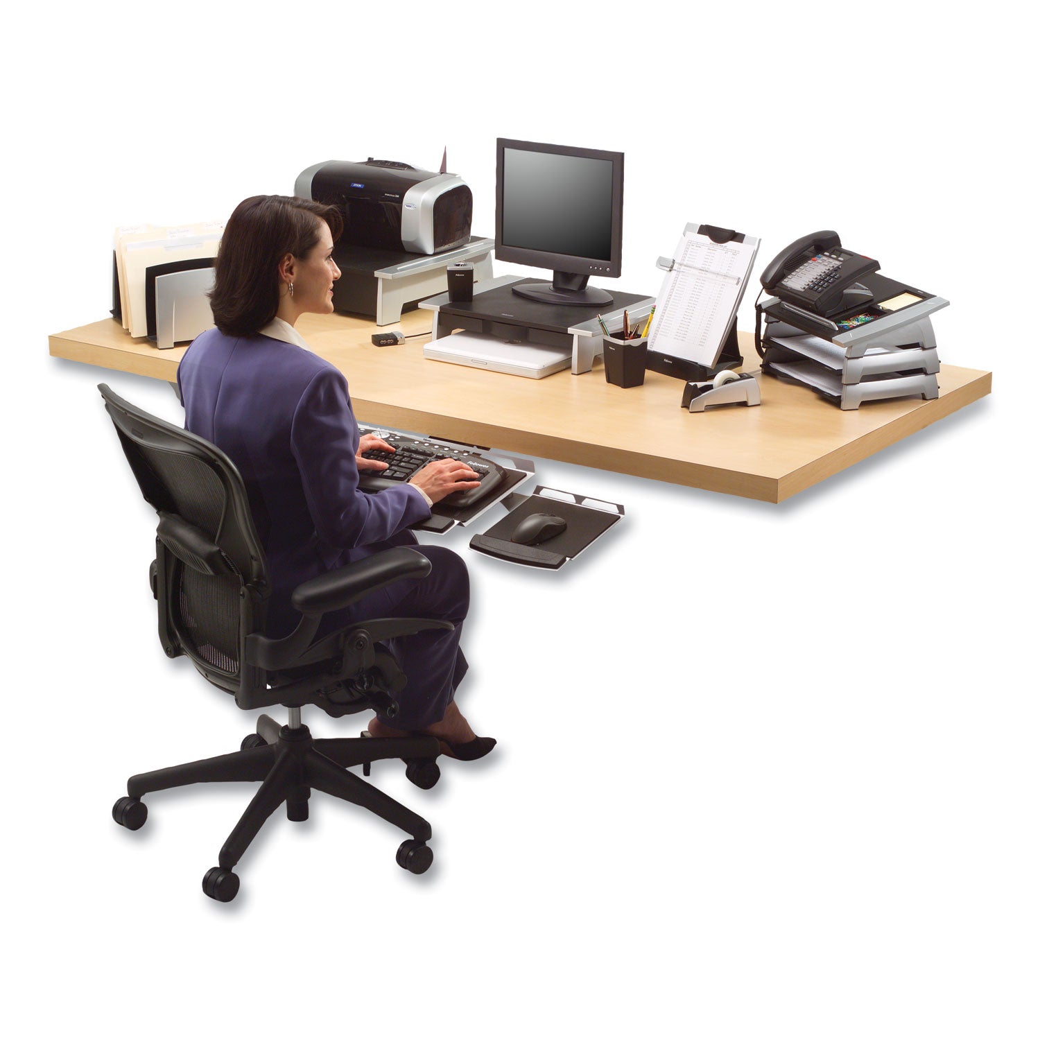 Office Suites Printer/Machine Stand, 21.25 x 18.06 x 5.25, Black/Silver -