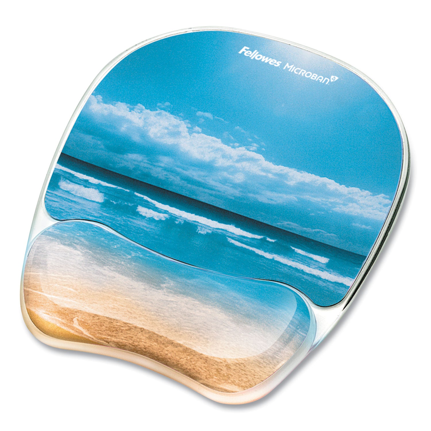 Photo Gel Mouse Pad with Wrist Rest with Microban Protection, 7.87 x 9.25, Sandy Beach Design -