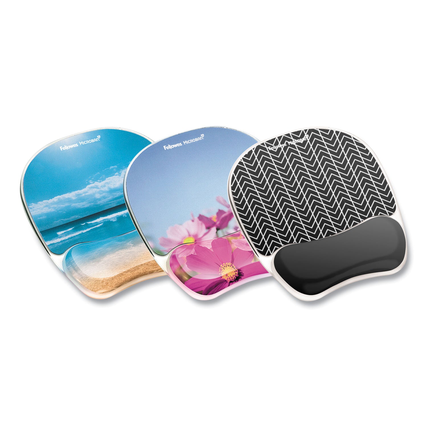 Photo Gel Mouse Pad with Wrist Rest with Microban Protection, 9.25 x 7.87, Pink Flowers Design -