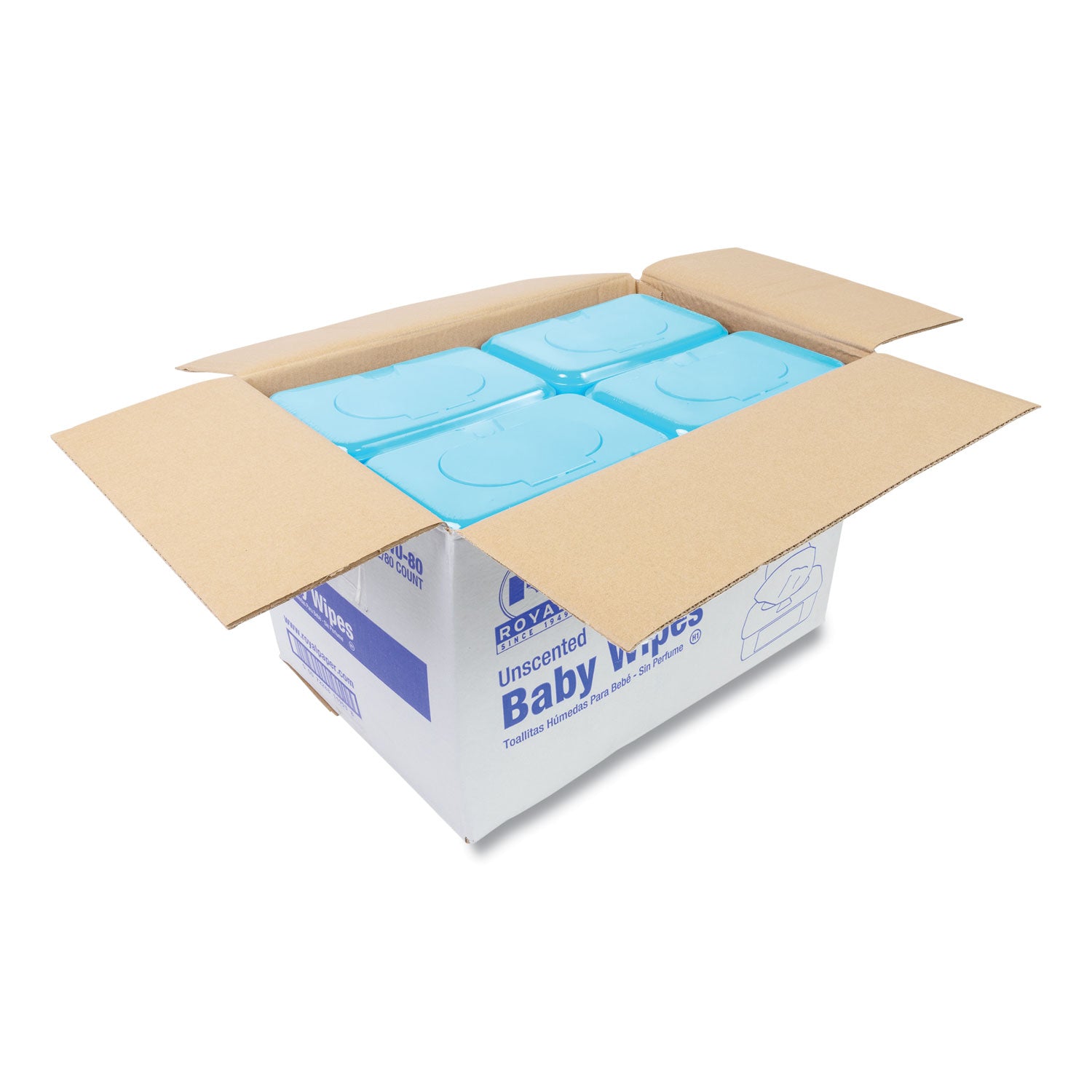 Baby Wipes Tub, Unscented, White, 80/Tub, 12 Tubs/Carton - 2