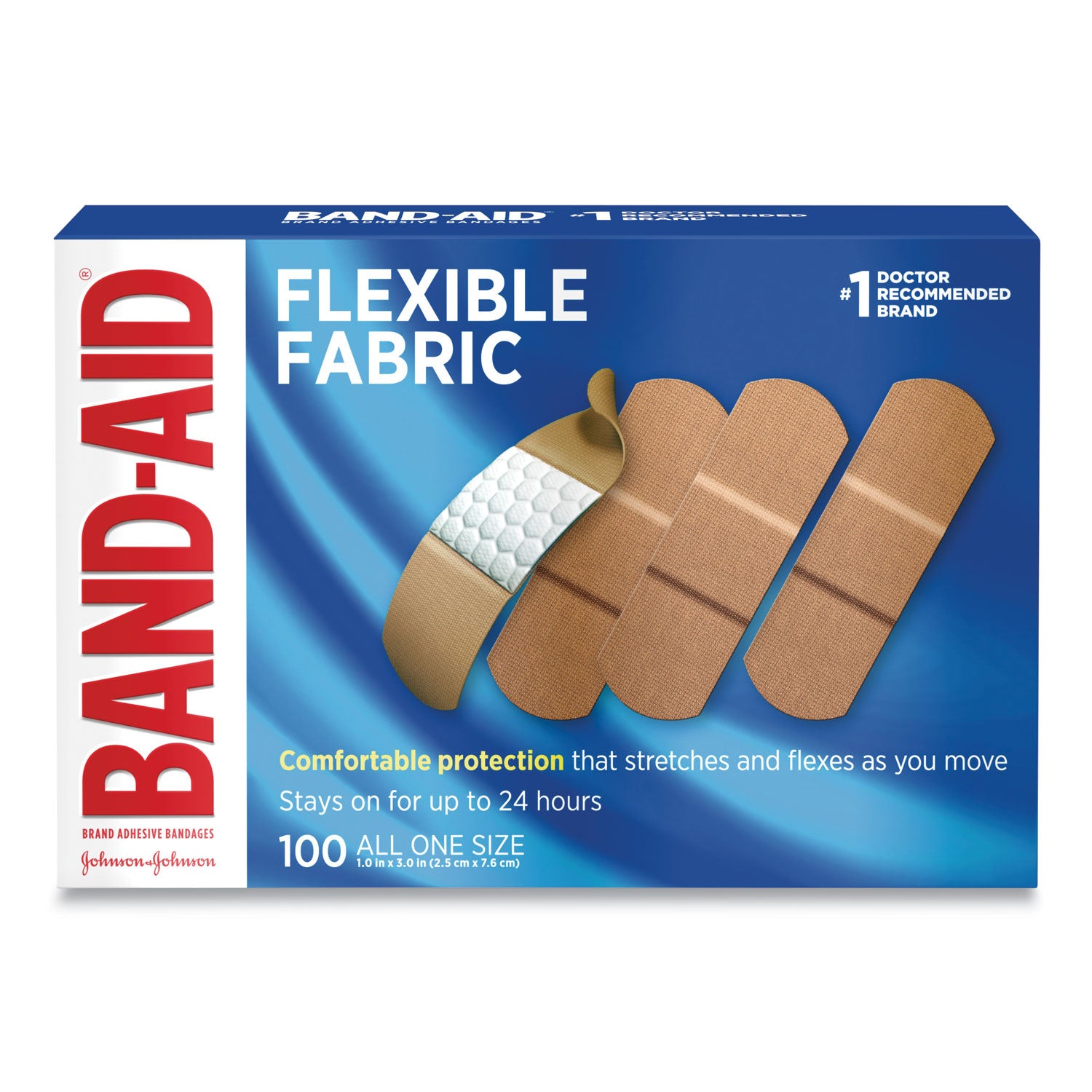 Flexible Fabric Adhesive Bandages, 1 x 3, 100/Box -