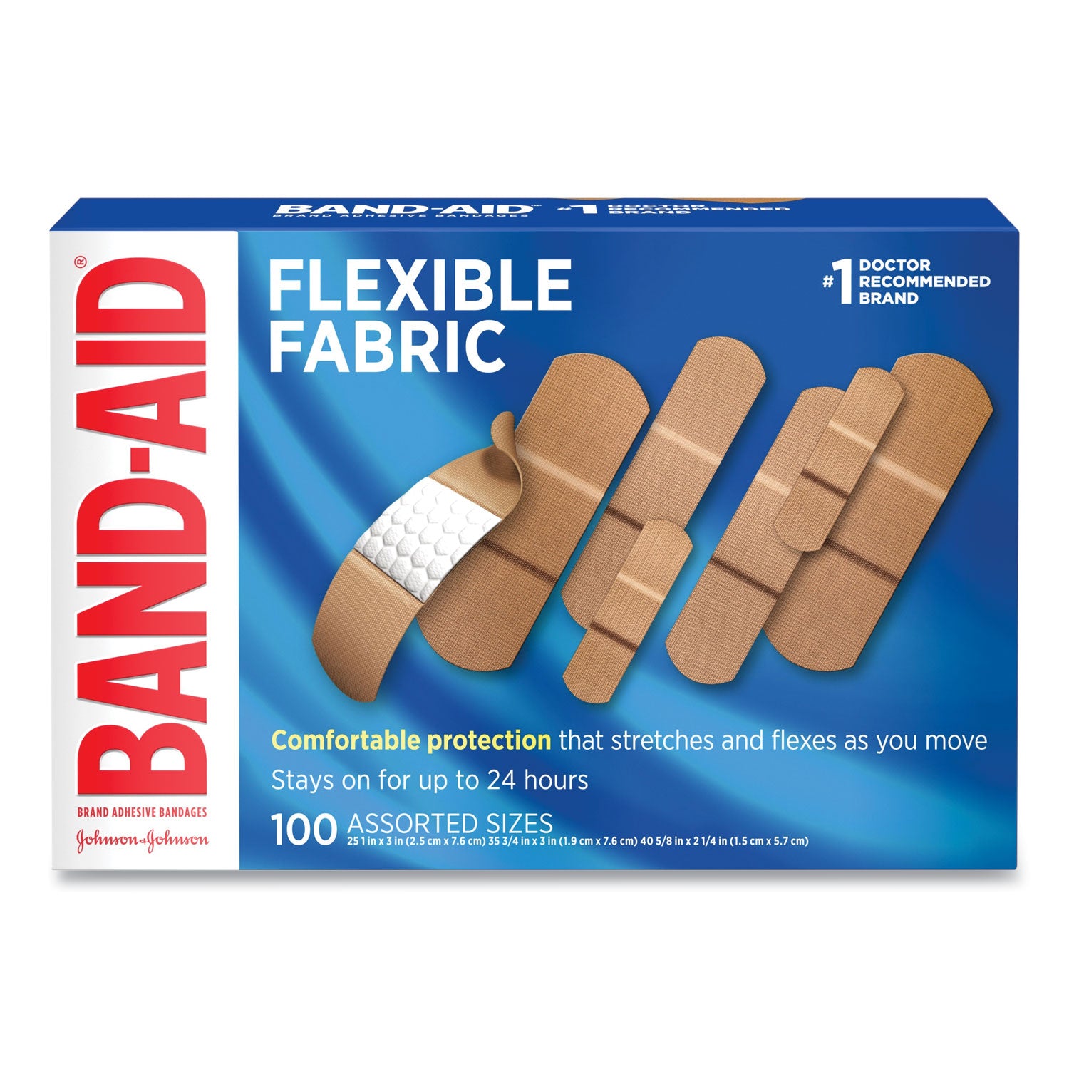Flexible Fabric Adhesive Bandages, Assorted, 100/Box -